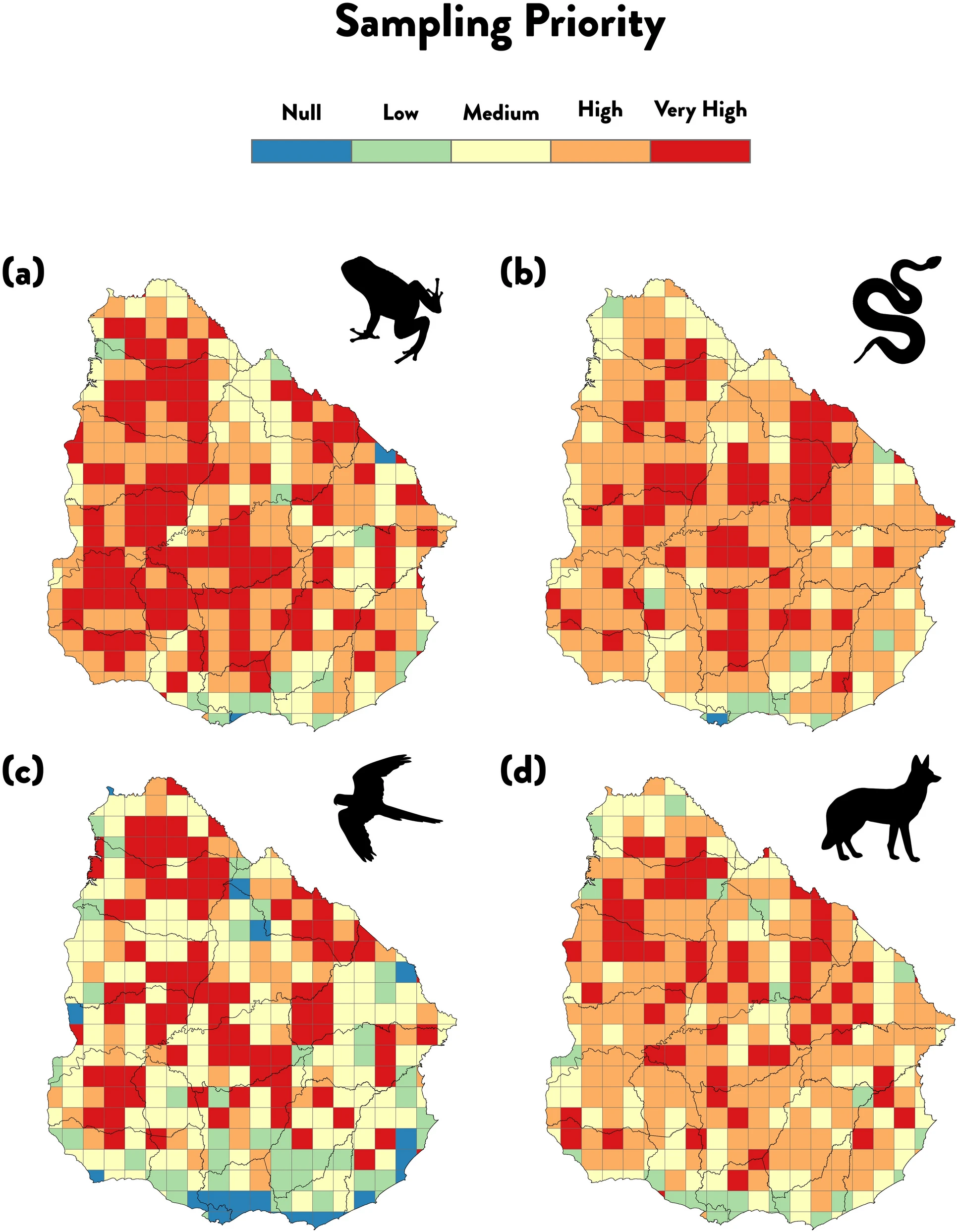 Figura 4 de Grattarola et al. (2020): Áreas para la priorización del esfuerzo de muestreo a futuro. 