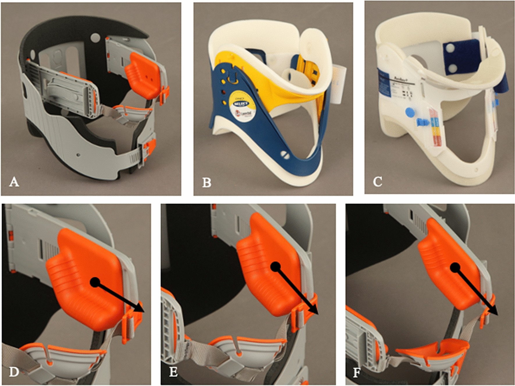 Analysis of remaining motion using one innovative upper airway opening cervical  collar and two traditional cervical collars | Scientific Reports