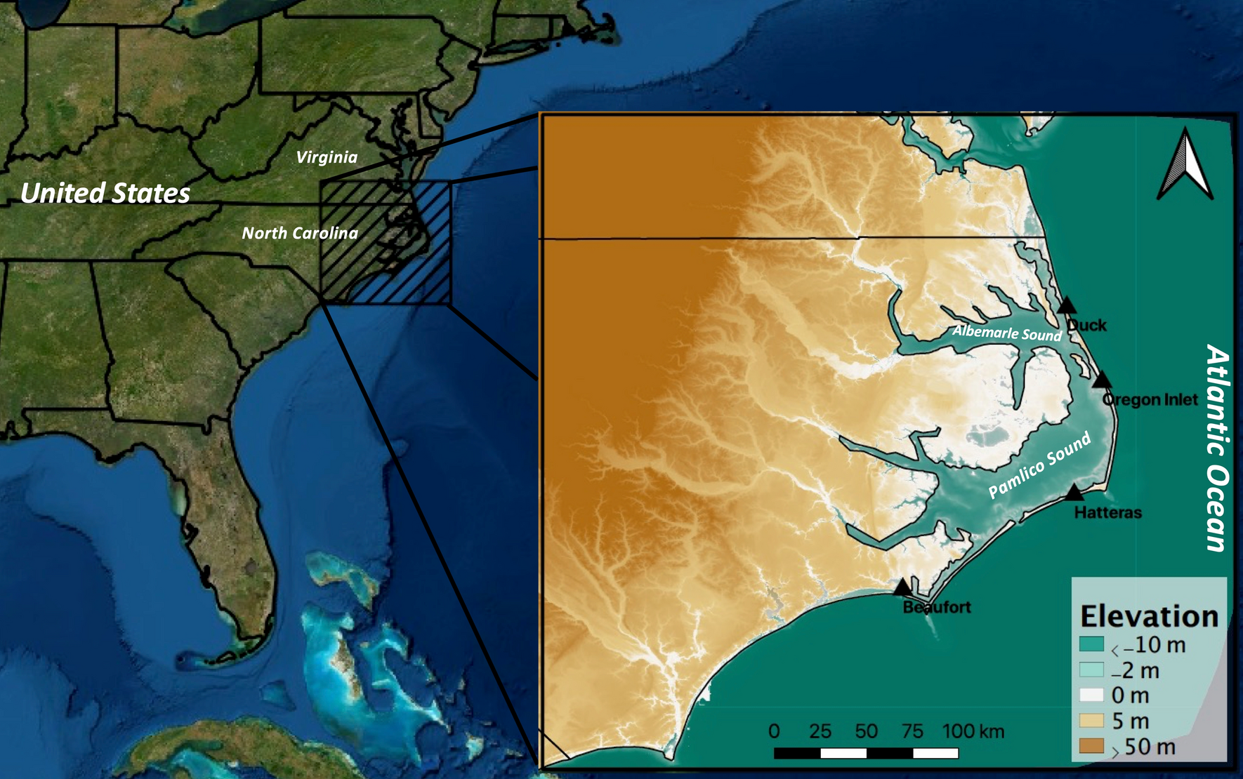 Sea Level Rise Simulation Map Projecting The Effects Of Land Subsidence And Sea Level Rise On Storm Surge  Flooding In Coastal North Carolina | Scientific Reports
