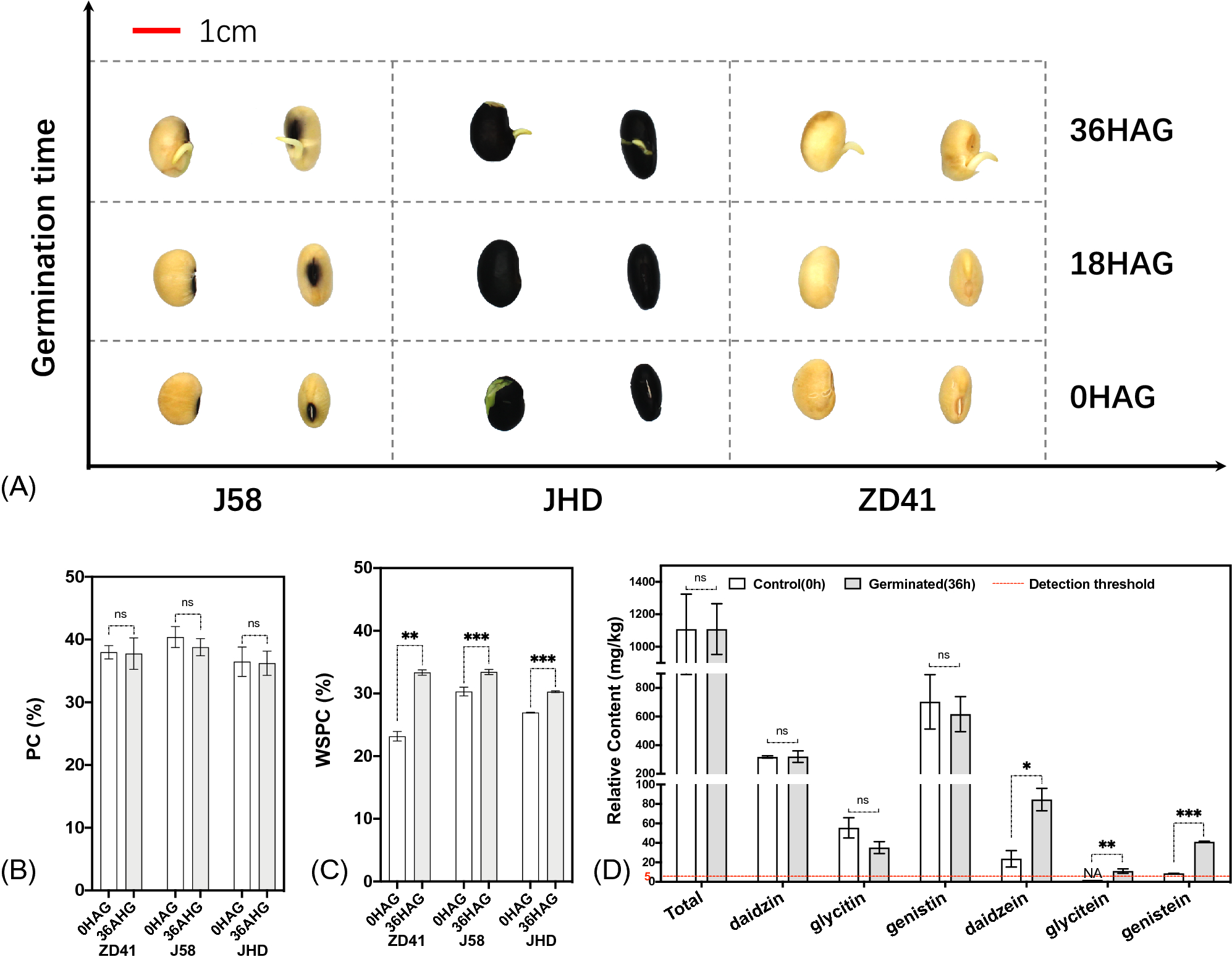 nutritional evaluation and transcriptome analyses of short time germinated seeds in soybean glycine max l merri scientific reports