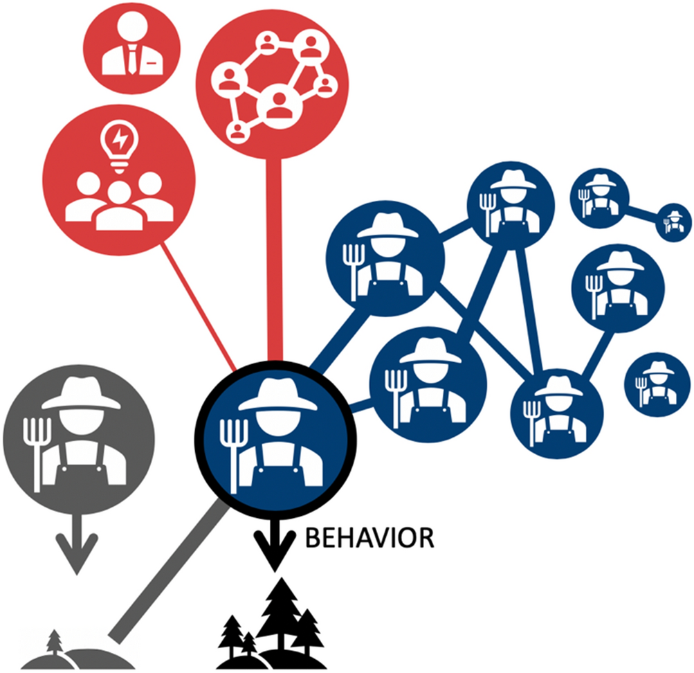 Multiple social network influences can generate unexpected environmental  outcomes