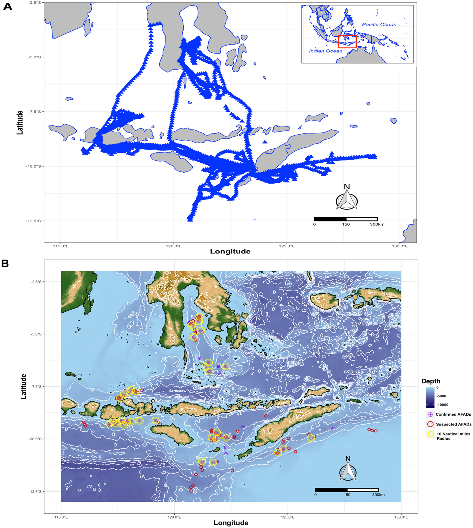 Detecting anchored fish aggregating devices (AFADs) and estimating use  patterns from vessel tracking data in small-scale fisheries