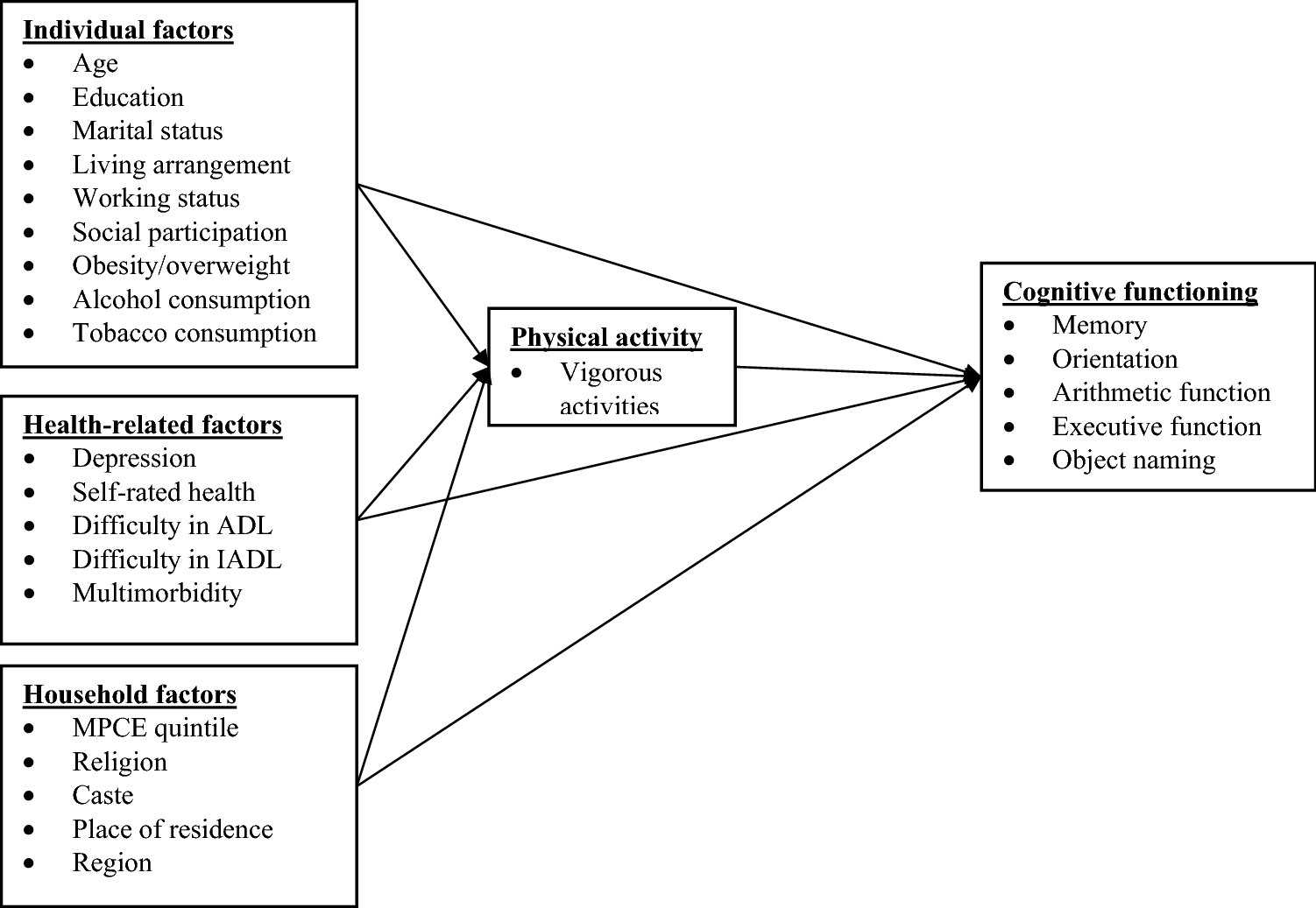 Relationship between physical activity and cognitive functioning among  older Indian adults