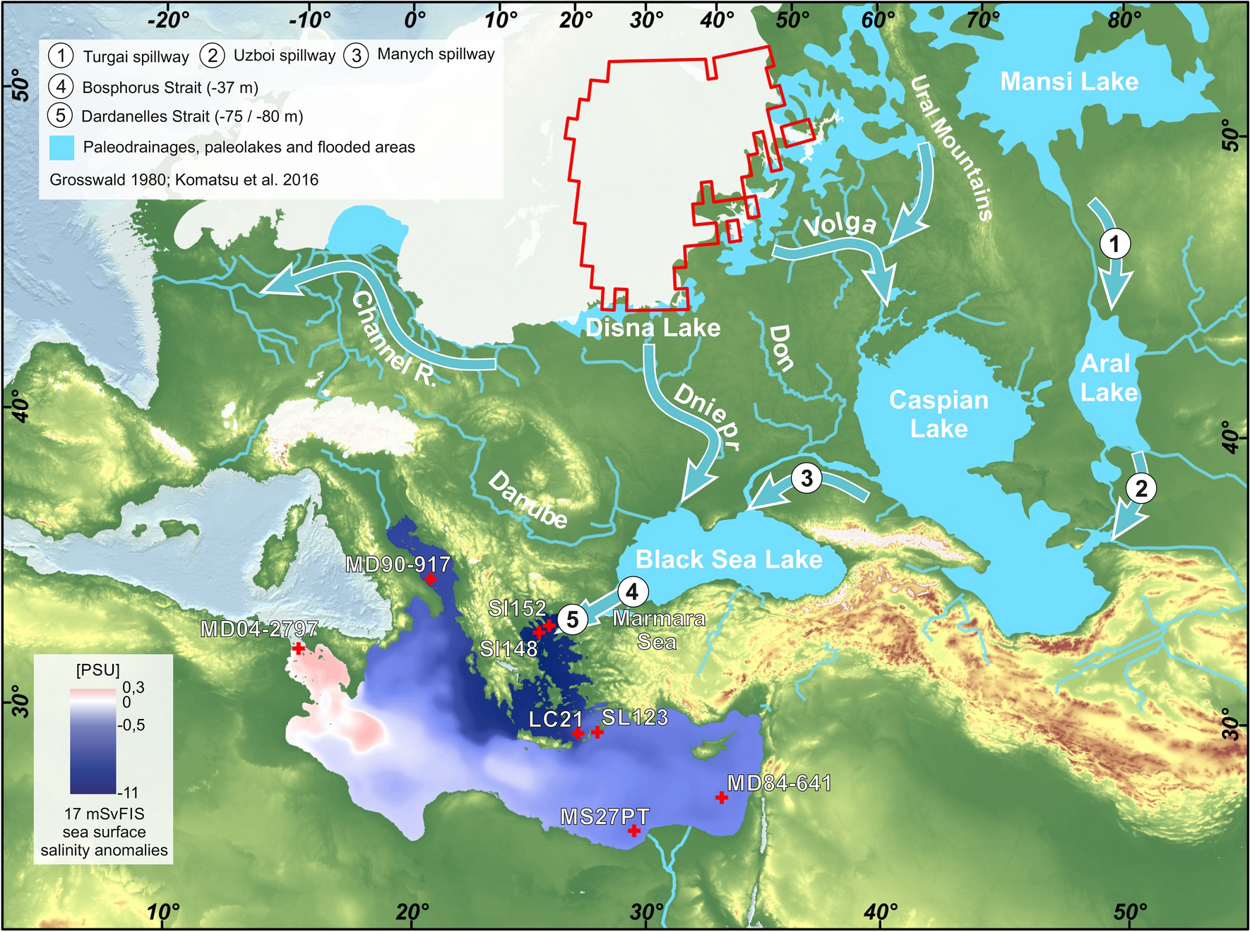 Freshwater influx to the Eastern Mediterranean Sea from the