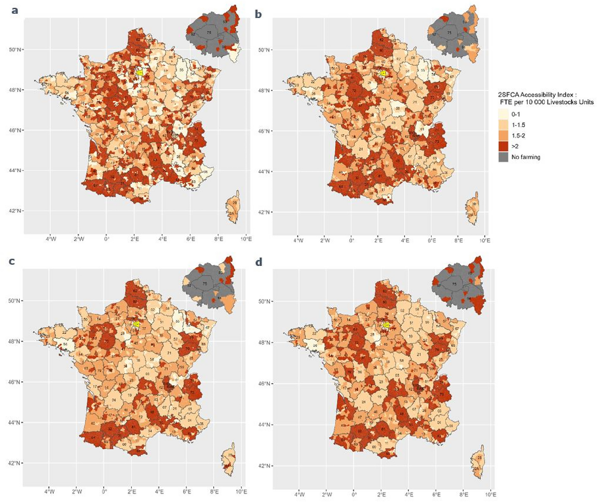 Spatial evaluation of animal health care accessibility and veterinary  shortage in France | Scientific Reports
