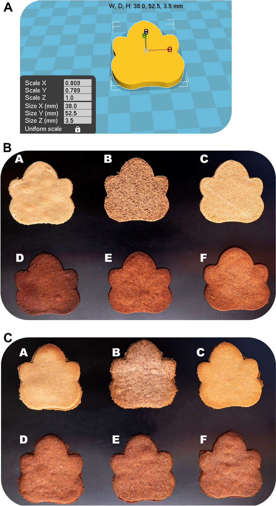 3D food printing improves color profile and structural properties of the  derived novel whole-grain sourdough and malt biscuits | Scientific Reports