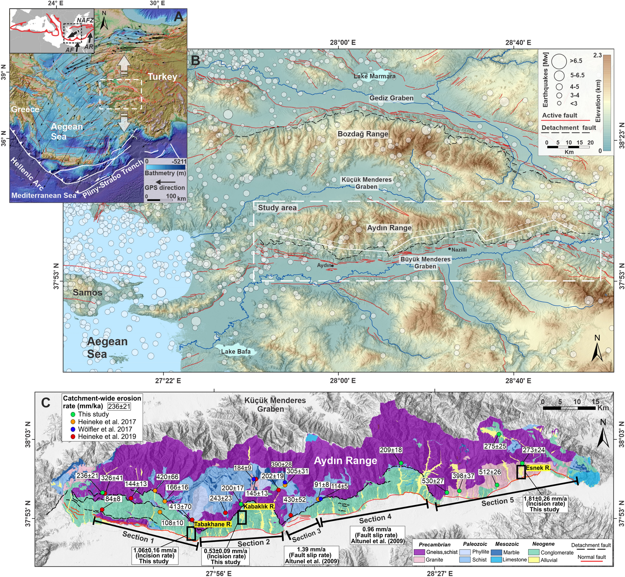 Three-dimensional control of alluvial fans by rock uplift in an 