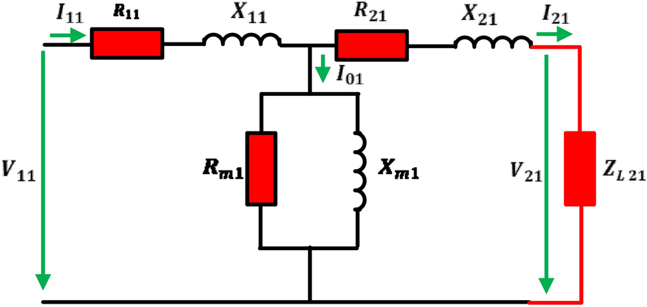 High-voltage transformer (b) and simplified equivalent circuit (a