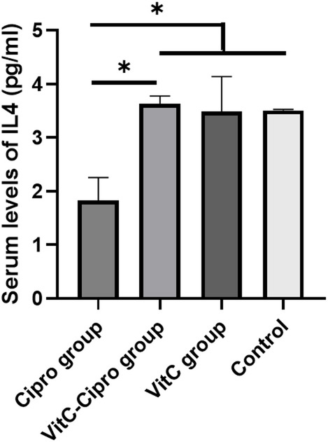 Effect of ciprofloxacin and vitamin C on immunotoxicity biomarkers and mesenteric lymph nodes in a rat model