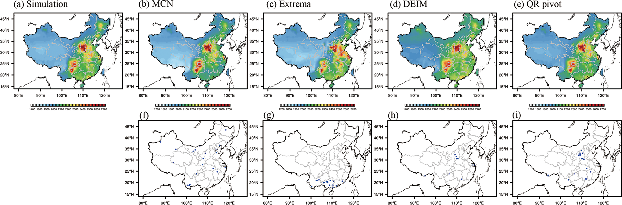 Fig. 3: Reconstructed surface CH4 concentrations and locations of sensors.
