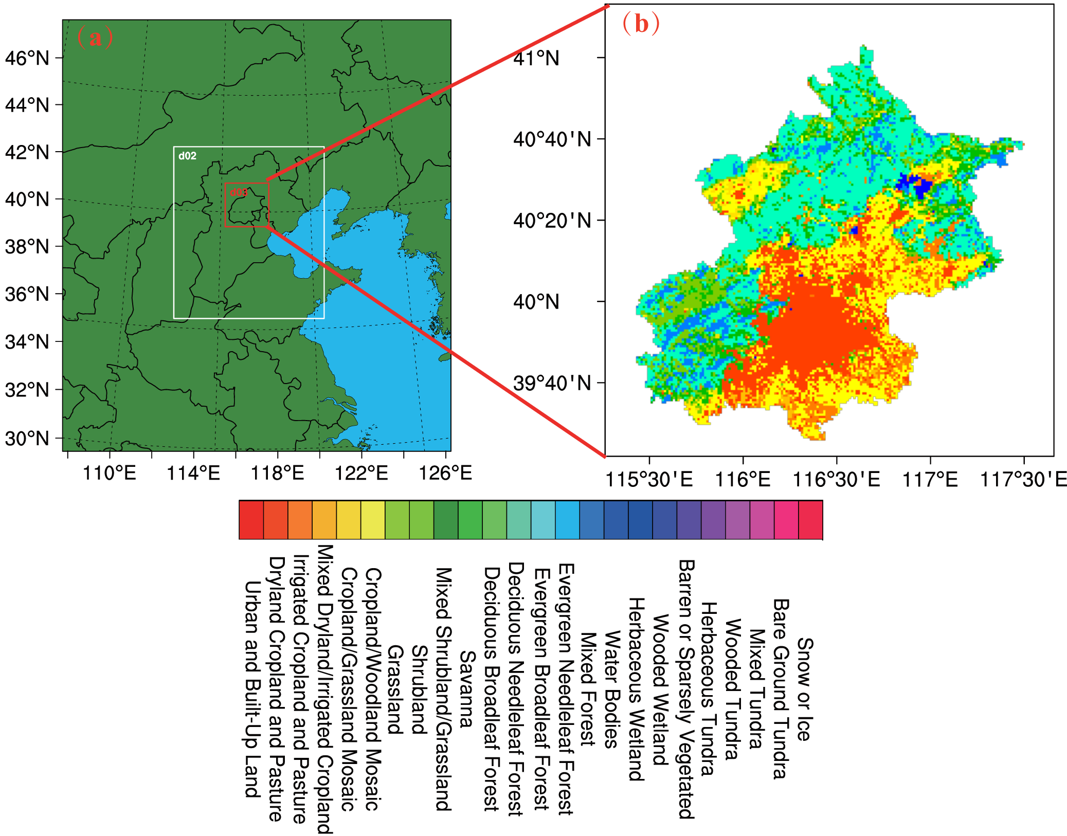 Fig. 4: Study area and surface cover types of Beijing.