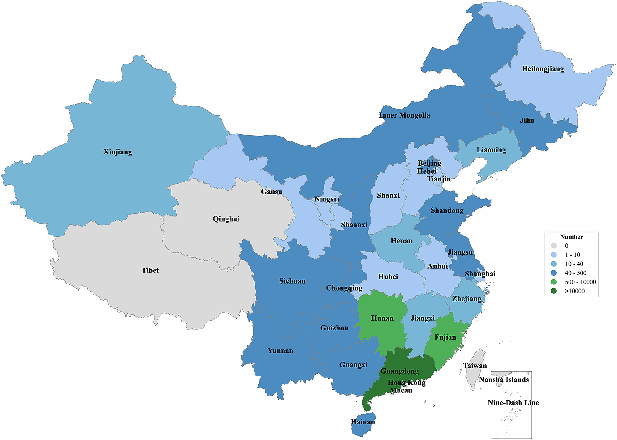 Fig. 1: Geographic distribution of hospitals contributing pathogen data by province.