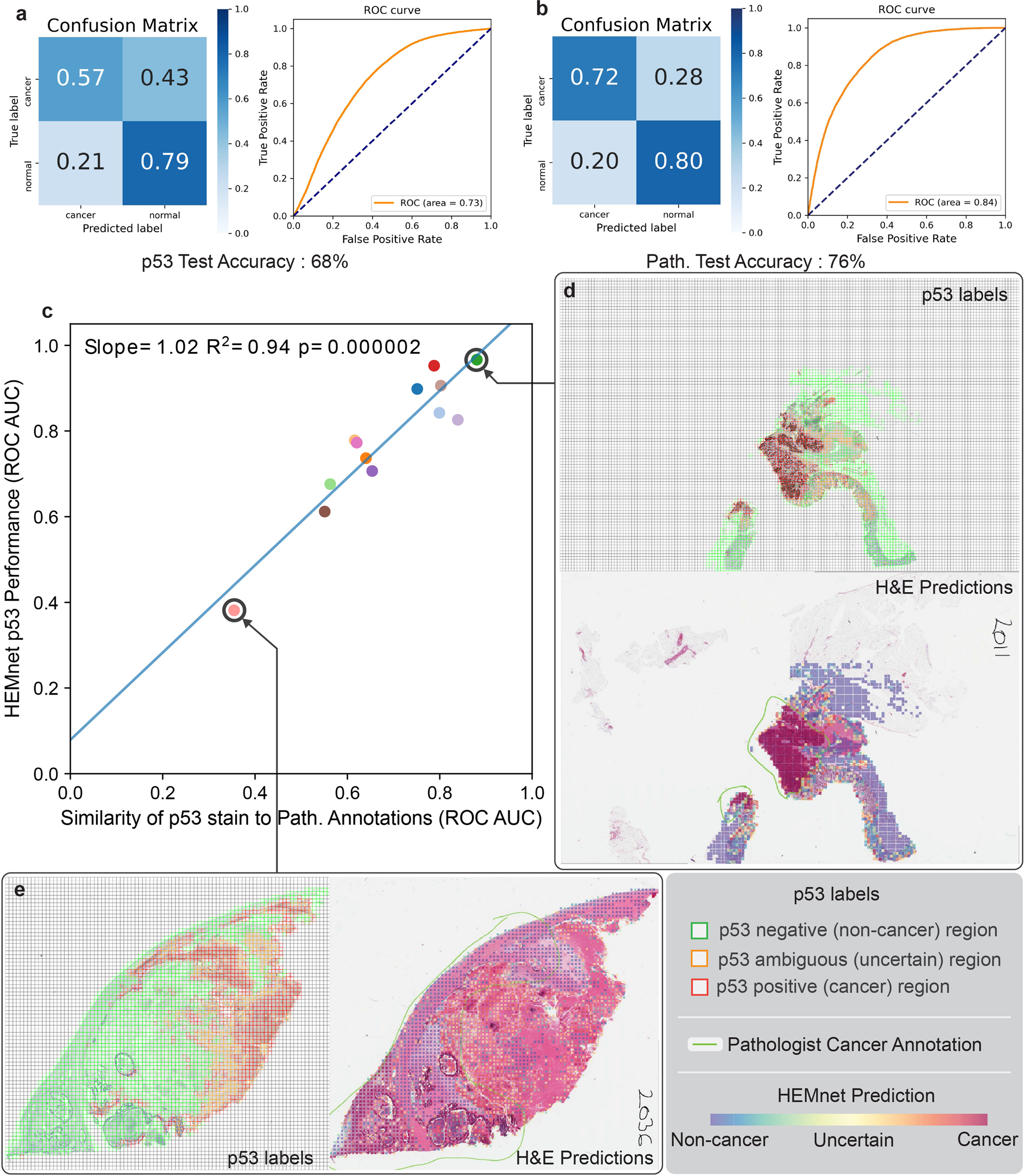 Fig. 4: HEMnet performance on unseen H&E slides.