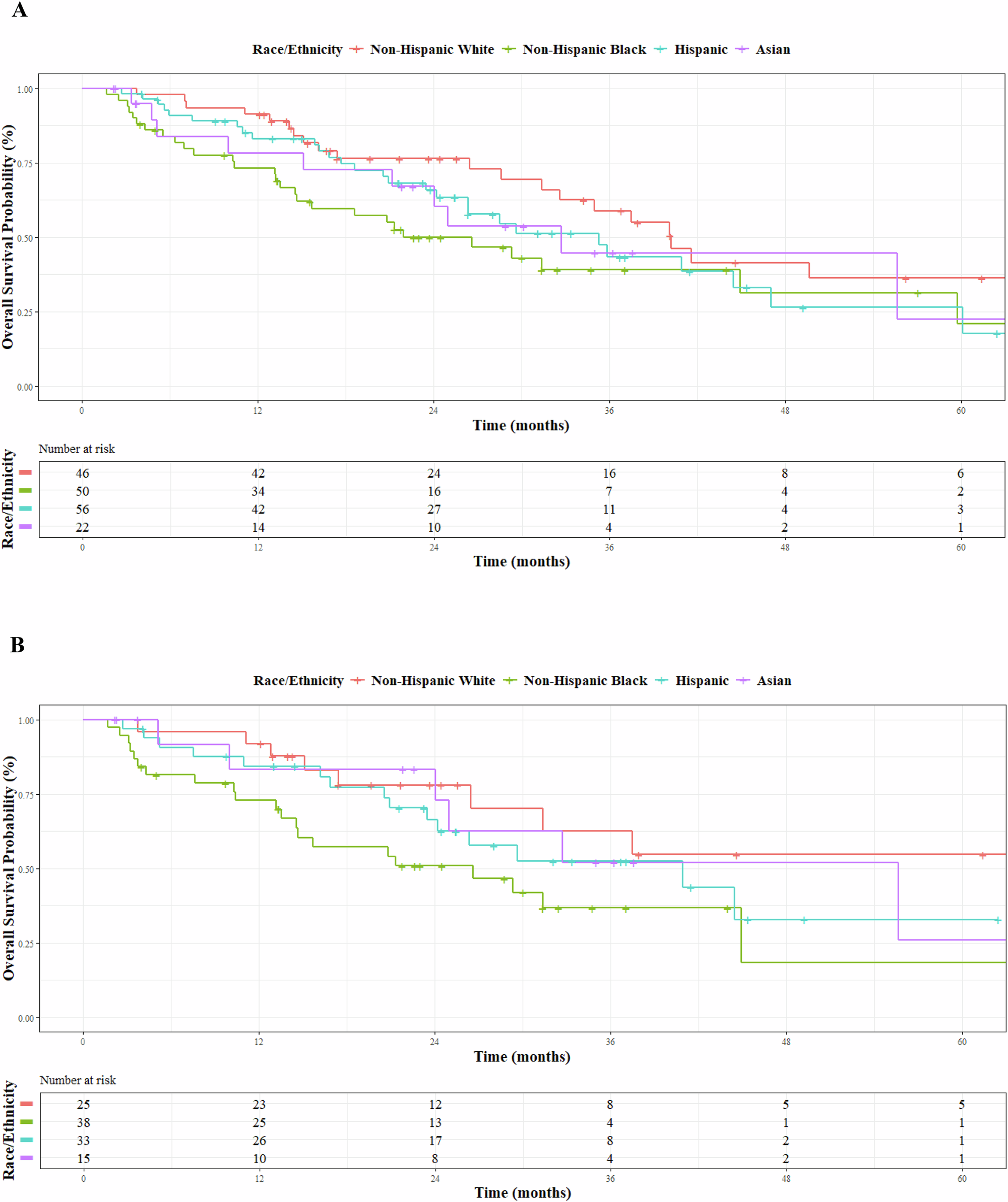 Fig. 3: Kaplan-Meier estimates of real-world overall survival by race & ethnicity.