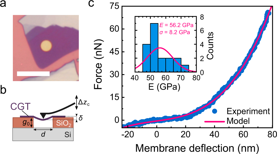 Fig. 1: Force indentation of suspended membranes of CGT.