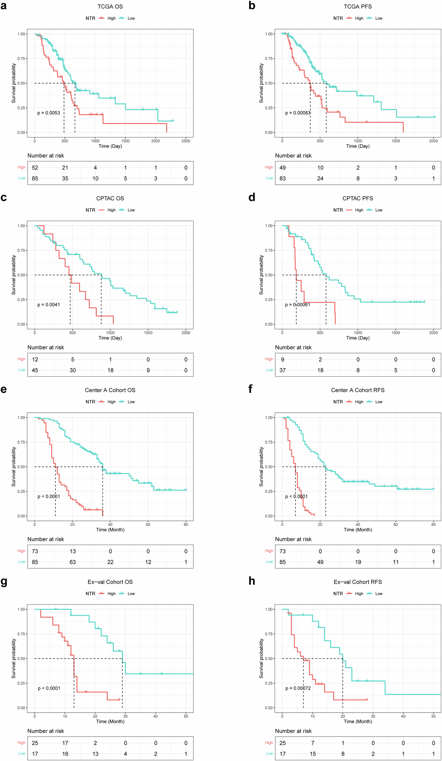 Fig. 2: Impact of tumor-infiltrating NTR on prognostic and chemotherapeutic response in public cohorts.