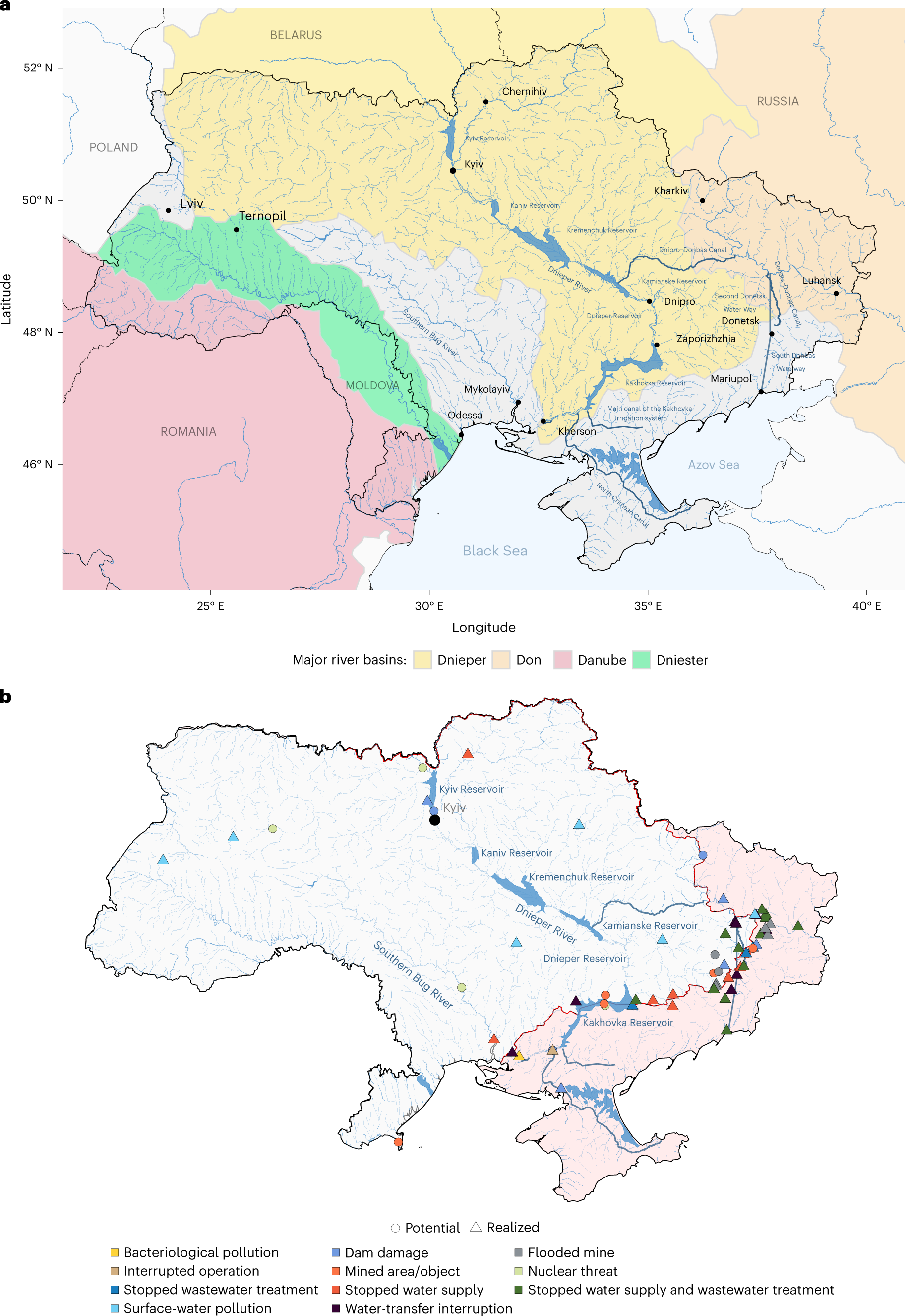 Fig. 2: The effects of conflict on the water resources and infrastructure in Ukraine.