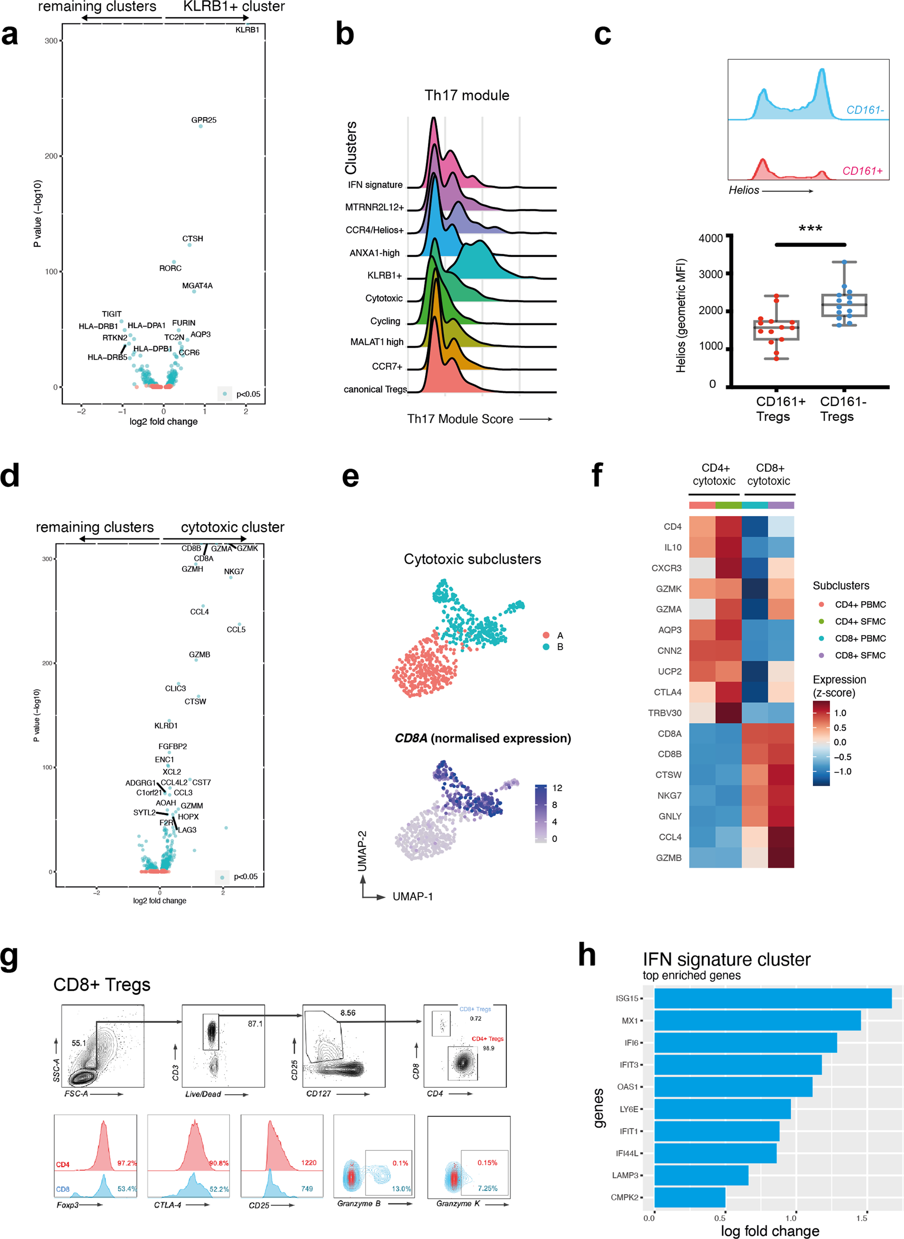 Fig. 2: Ankylosing spondylitis Treg subsets include a Th17-like subset and a cytotoxic subset that contains a CD8-expressing regulatory phenotype.