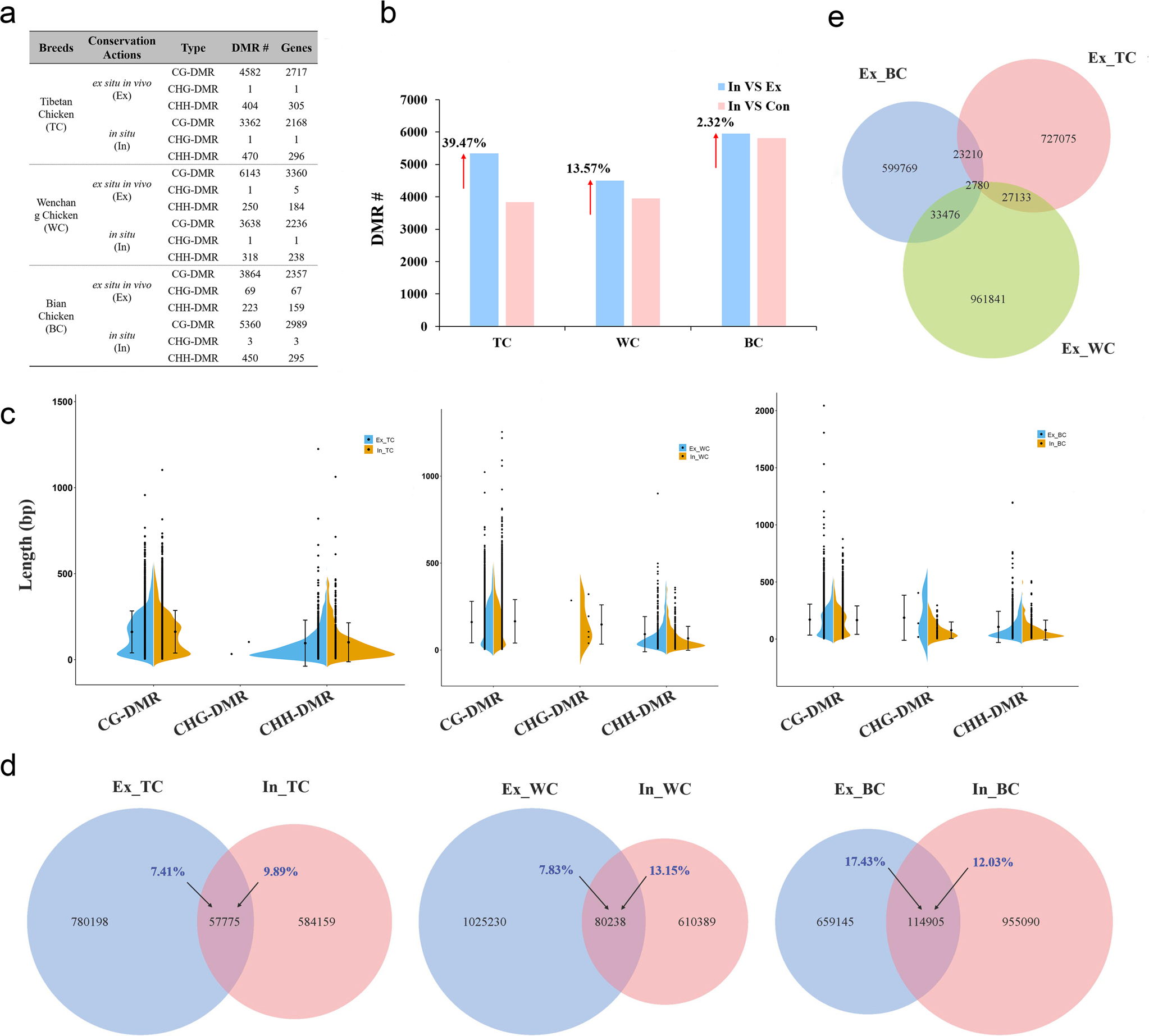 Fig. 4: Differentially methylated regions (DMRs) during in situ (In) and ex situ in vivo (Ex) conservation programmes of chickens.