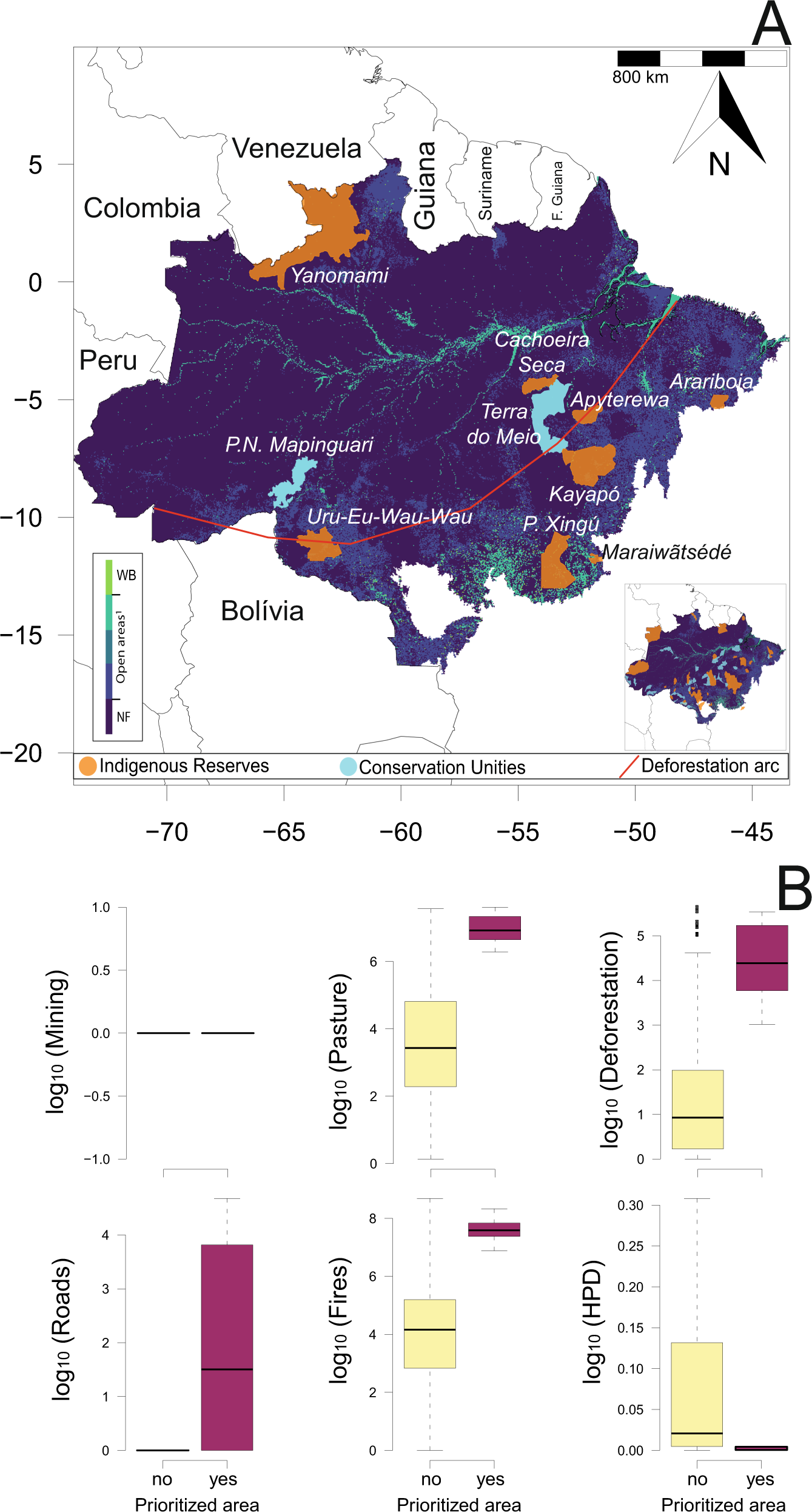 Fig. 4: Top-10 protected areas in the Brazilian Amazon prioritized for jaguar conservation.