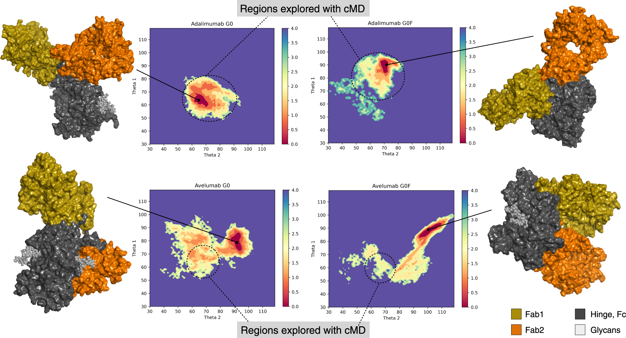 Fig. 2: Free energy profile along Theta1 and Theta2.