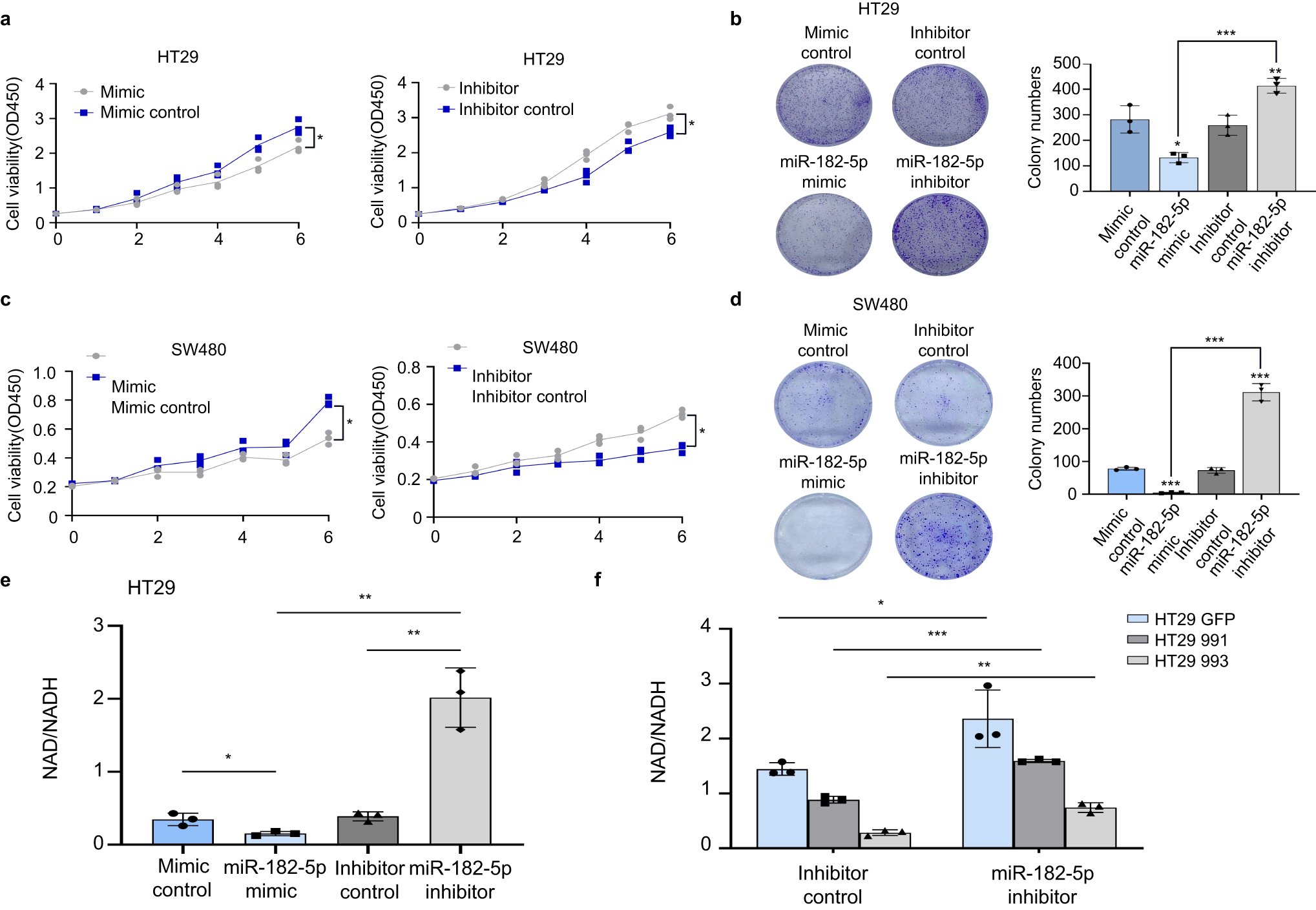Fig. 5: MiRNA-182-5p inhibits CRC cell proliferation.