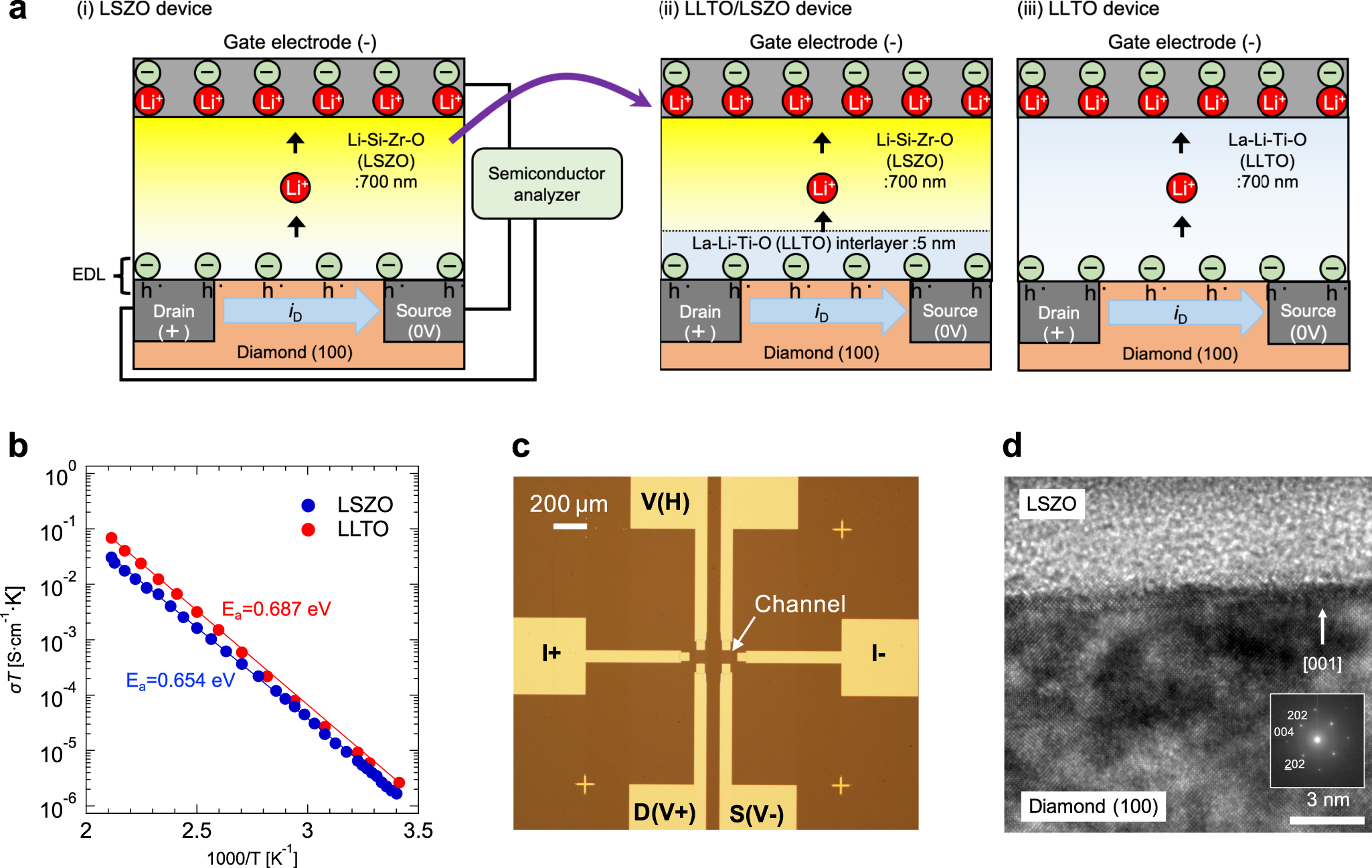 The electric double layer effect and its strong suppression at Li+ solid  electrolyte/hydrogenated diamond interfaces
