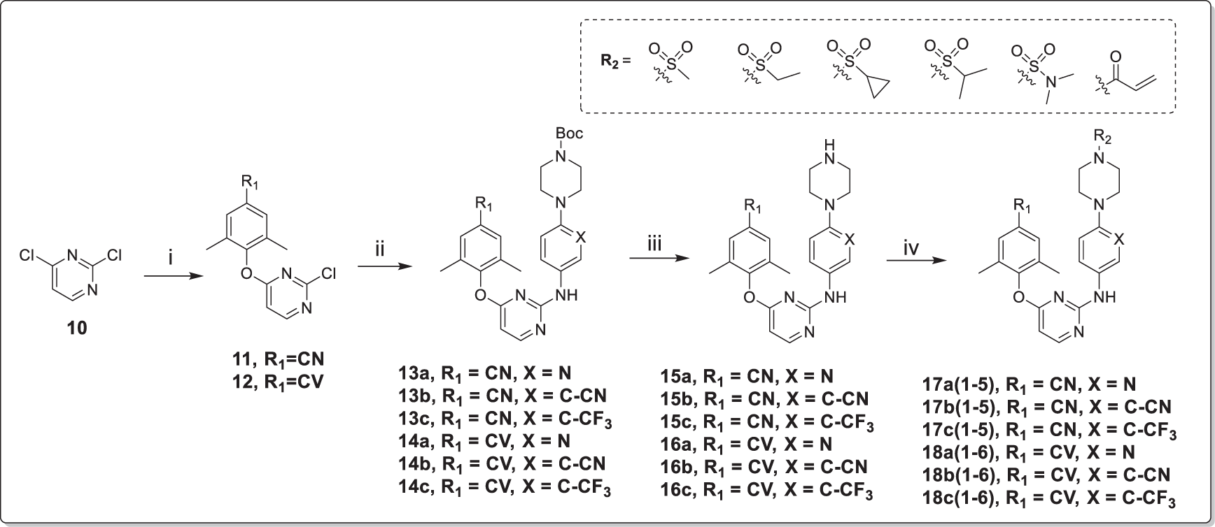 Fig. 4: The synthetic route of 17a(1–5), 17b(1–5), 17c(1–6), 18a(1–5), 18b(1–6) and 18c(1–6).