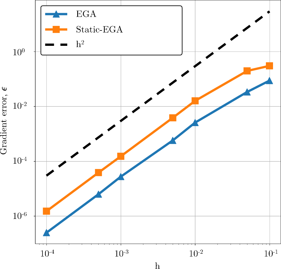 Fig. 2: Order of convergence of the proposed Euler gradient approximations.