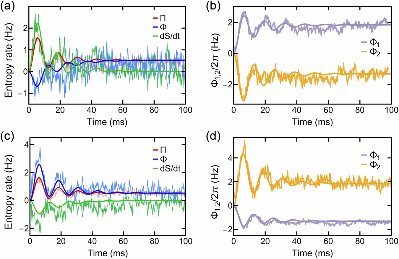 Fig. 5: Dynamical evolutions of the entropy rates by engineering thermal reservoirs with smaller temperature gradient.