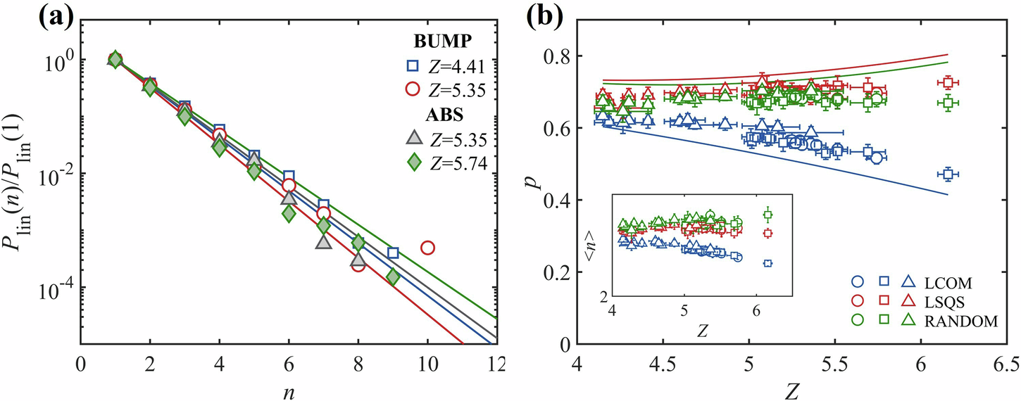 Fig. 3: Length distributions and extension probabilities of linear bridges.