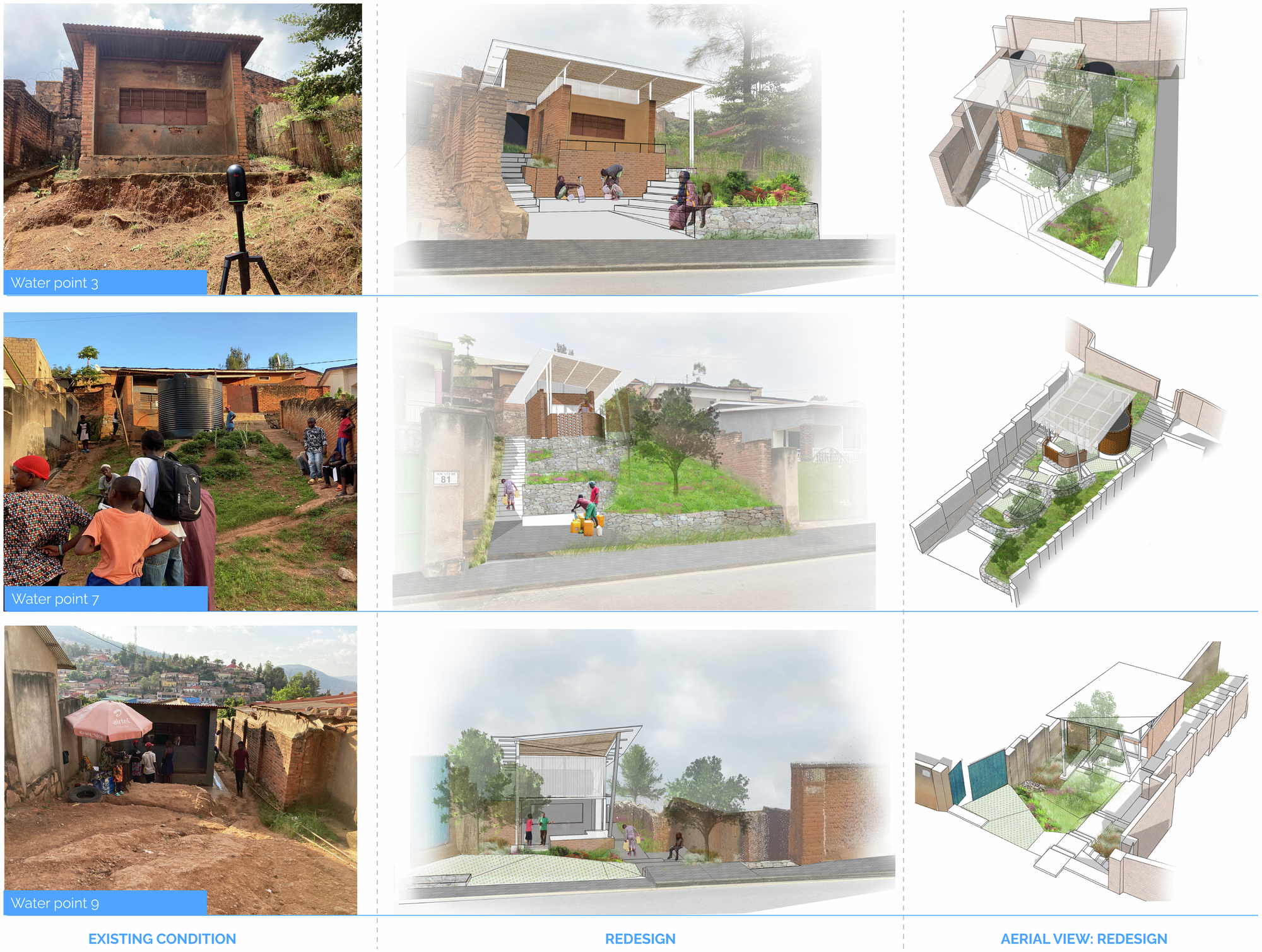 Fig. 2: Three water collection points redesigned using NbS principles form part of the upgrading strategy.