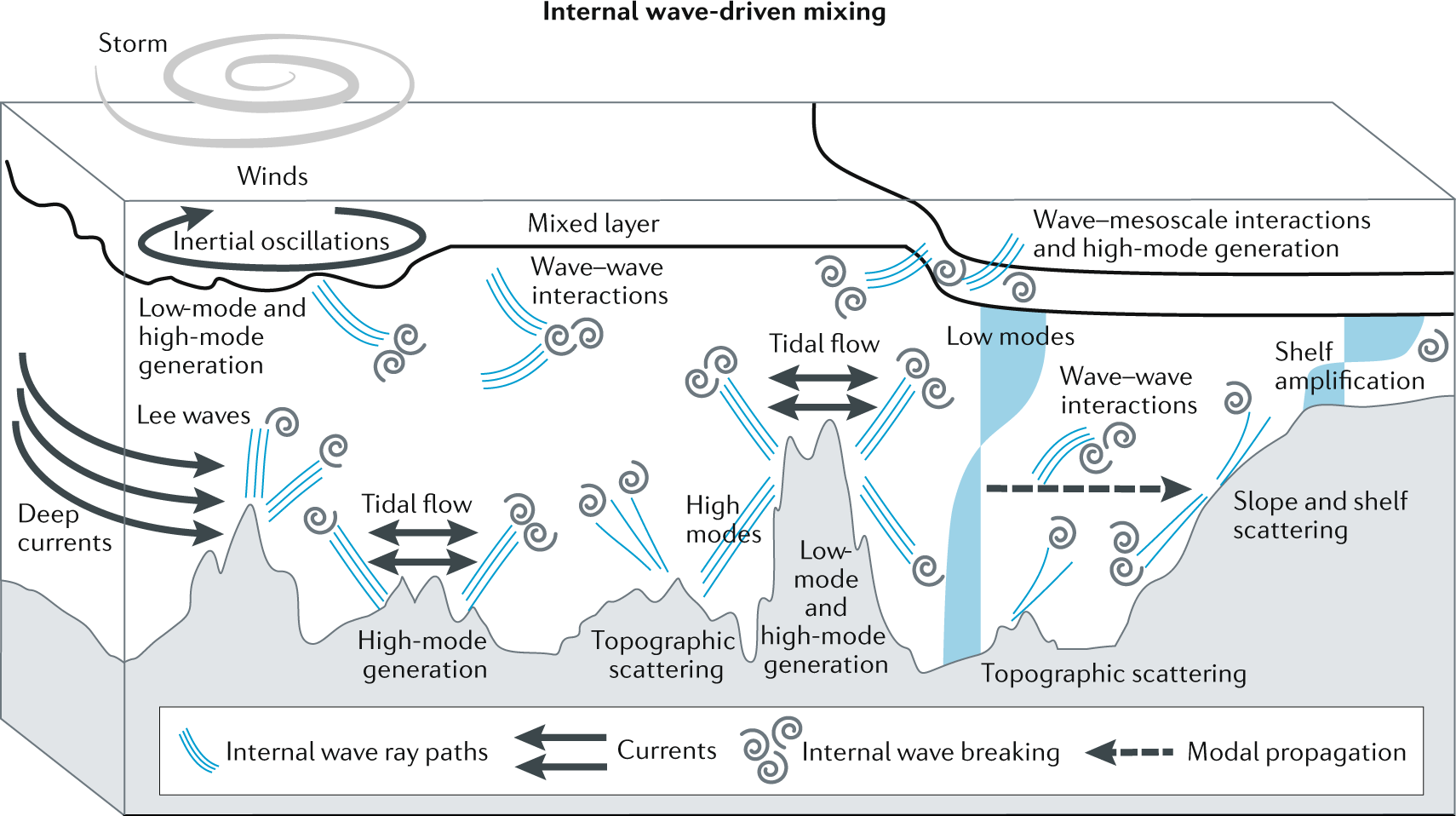 Internal wave-driven mixing: governing processes and consequences for  climate