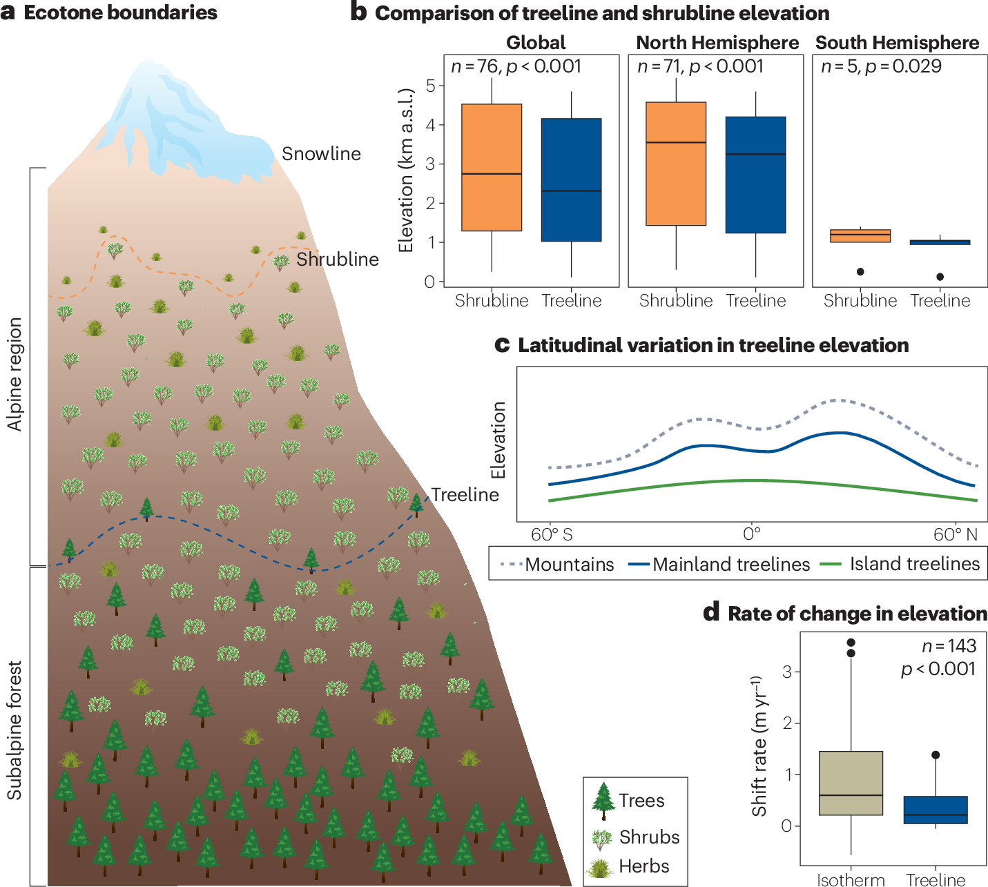 Patterns, dynamics and drivers of alpine treelines and shrublines | Nature  Reviews Earth & Environment