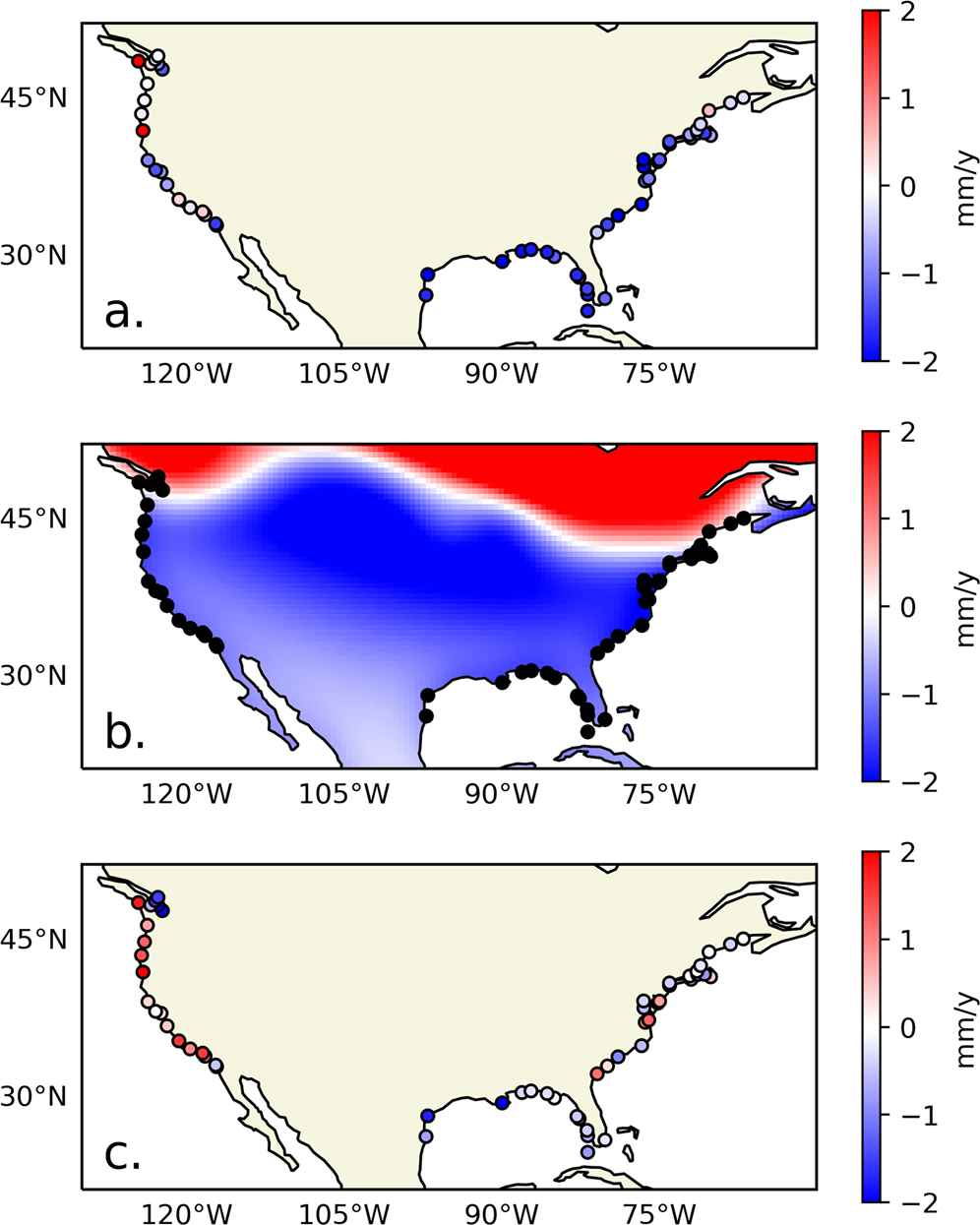 Fig. 3: Vertical land motion trends.