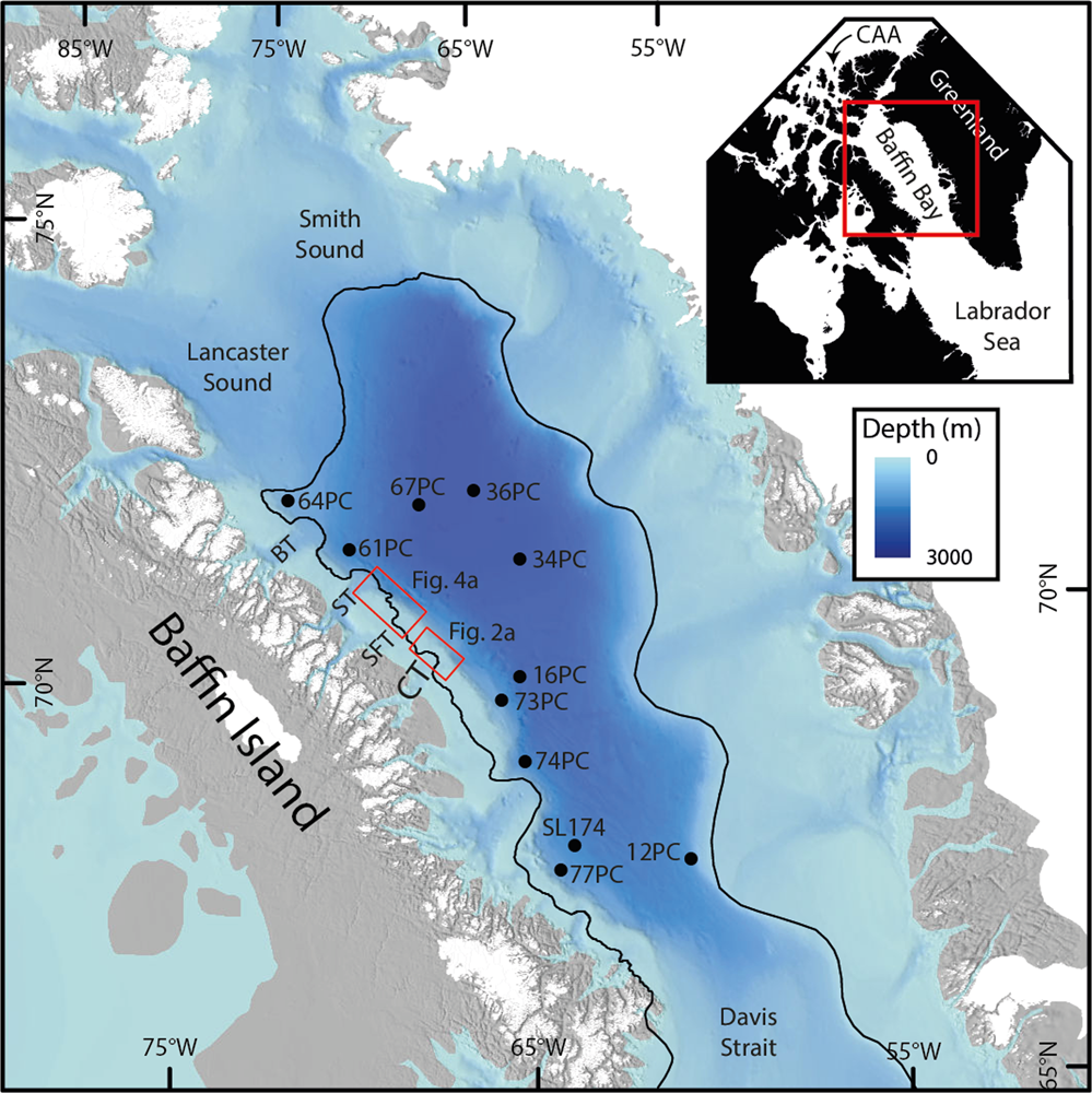 Evidence for an extensive ice shelf in northern Baffin Bay during