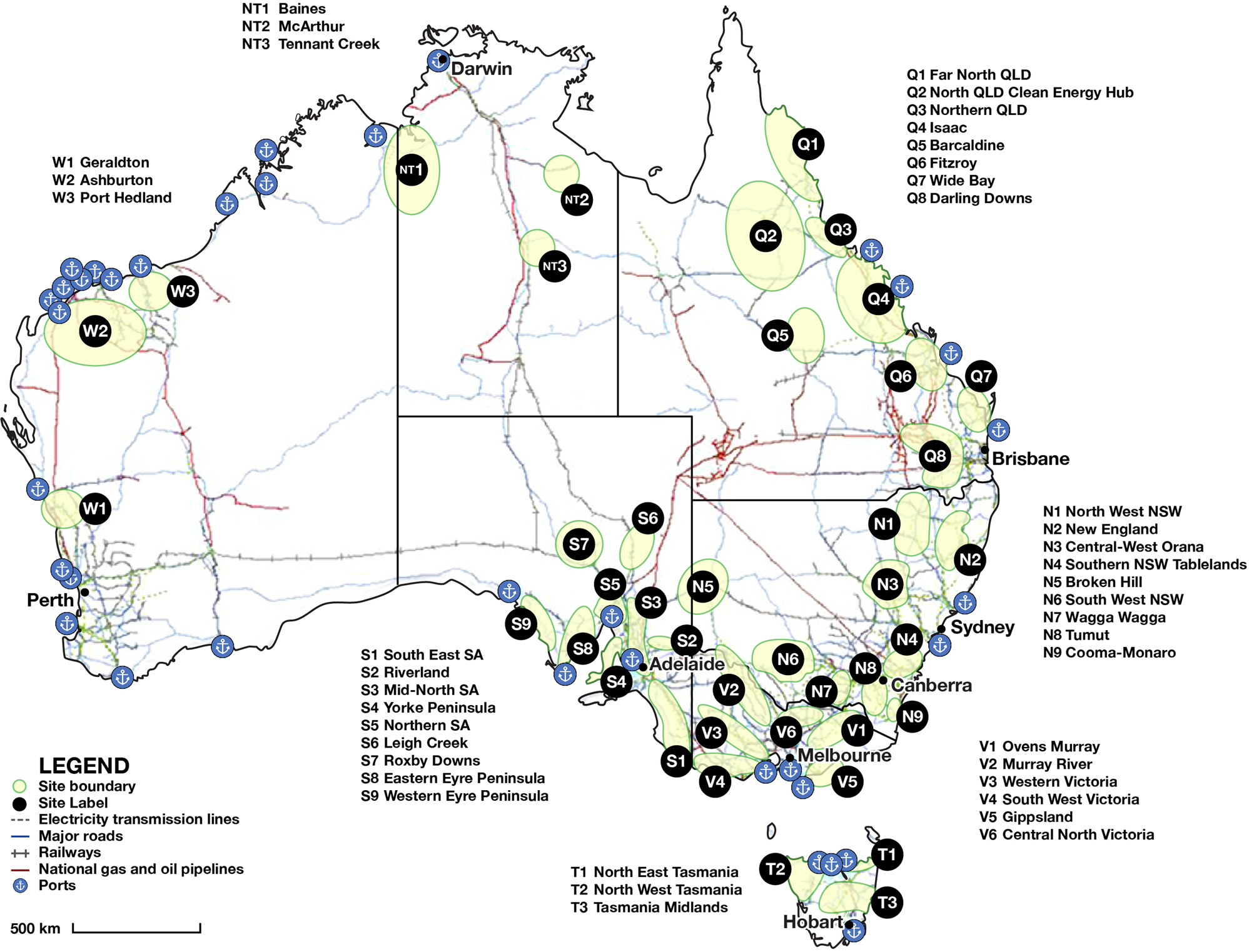 Fig. 2: Map of potential hydrogen generation zones selected for the analysis.