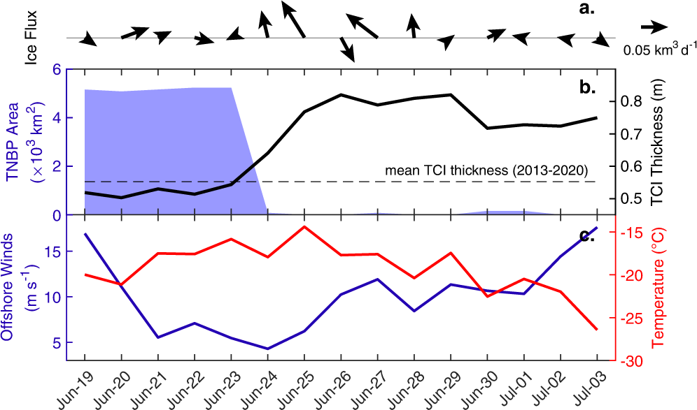 Fig. 2: Factors influencing the TNBP area variation from 19 June to 03 July, 2013.