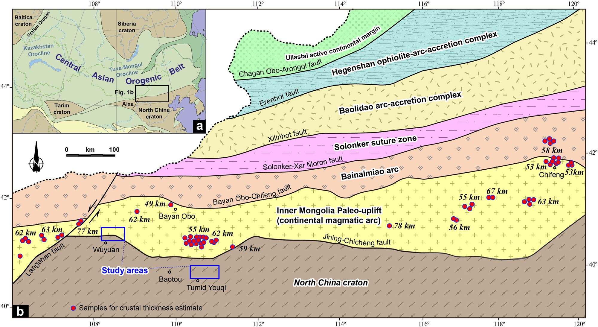 Simplified tectonic map of the Central Asian Orogenic Belt (CAOB