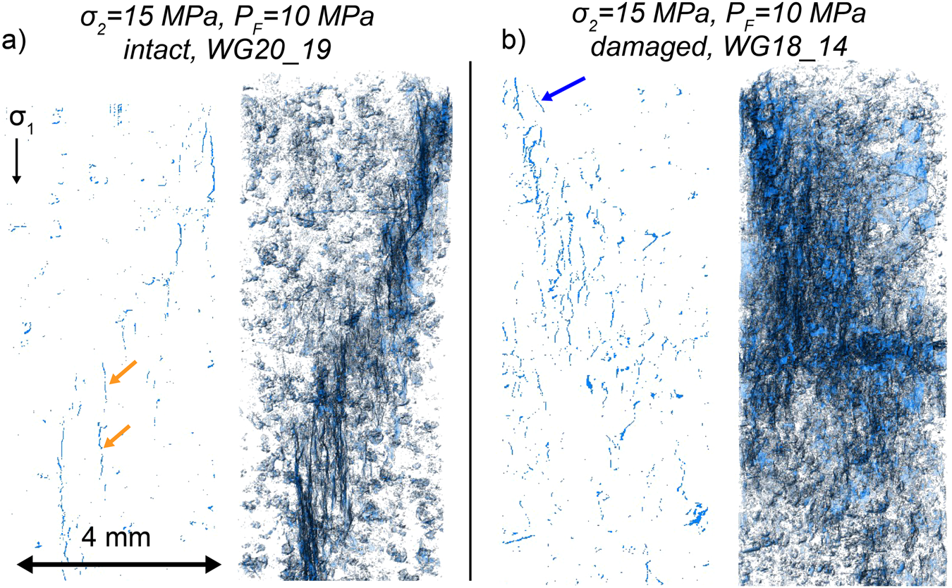 Fig. 2: Fractures in X-ray tomography scans.