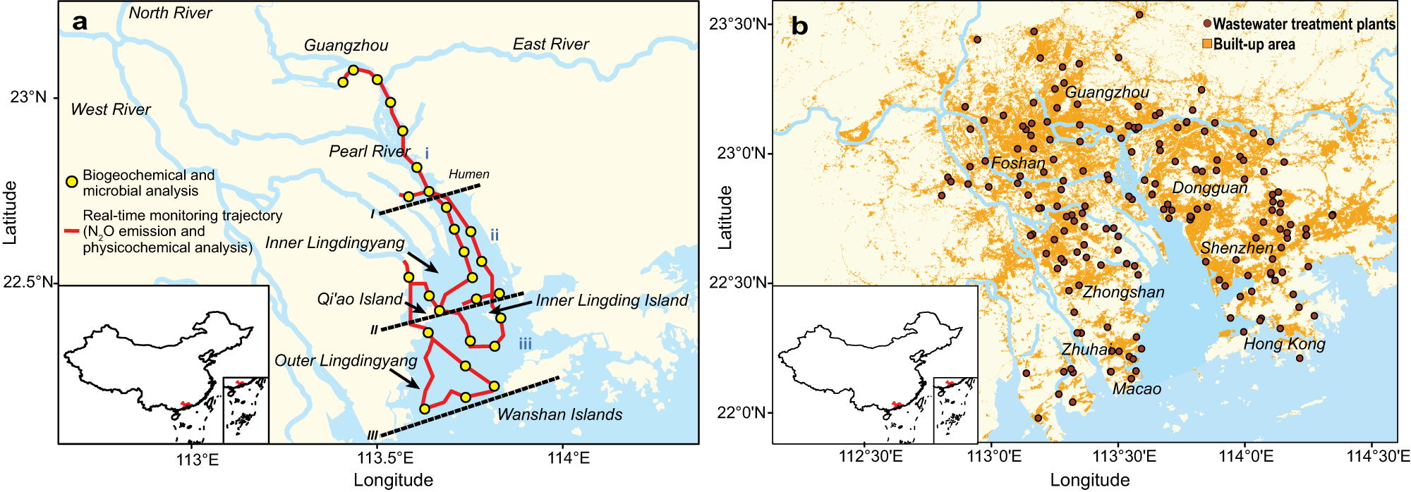 Fig. 1: Real-time high-resolution monitoring trajectory in the PRE and surrounding wastewater treatment plants.