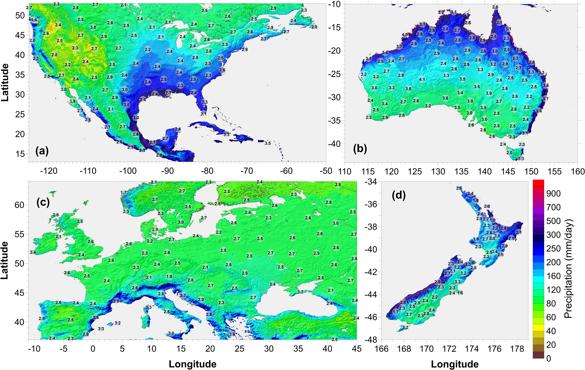 Fig. 2: 1% annual exceedance probability precipitation depths.