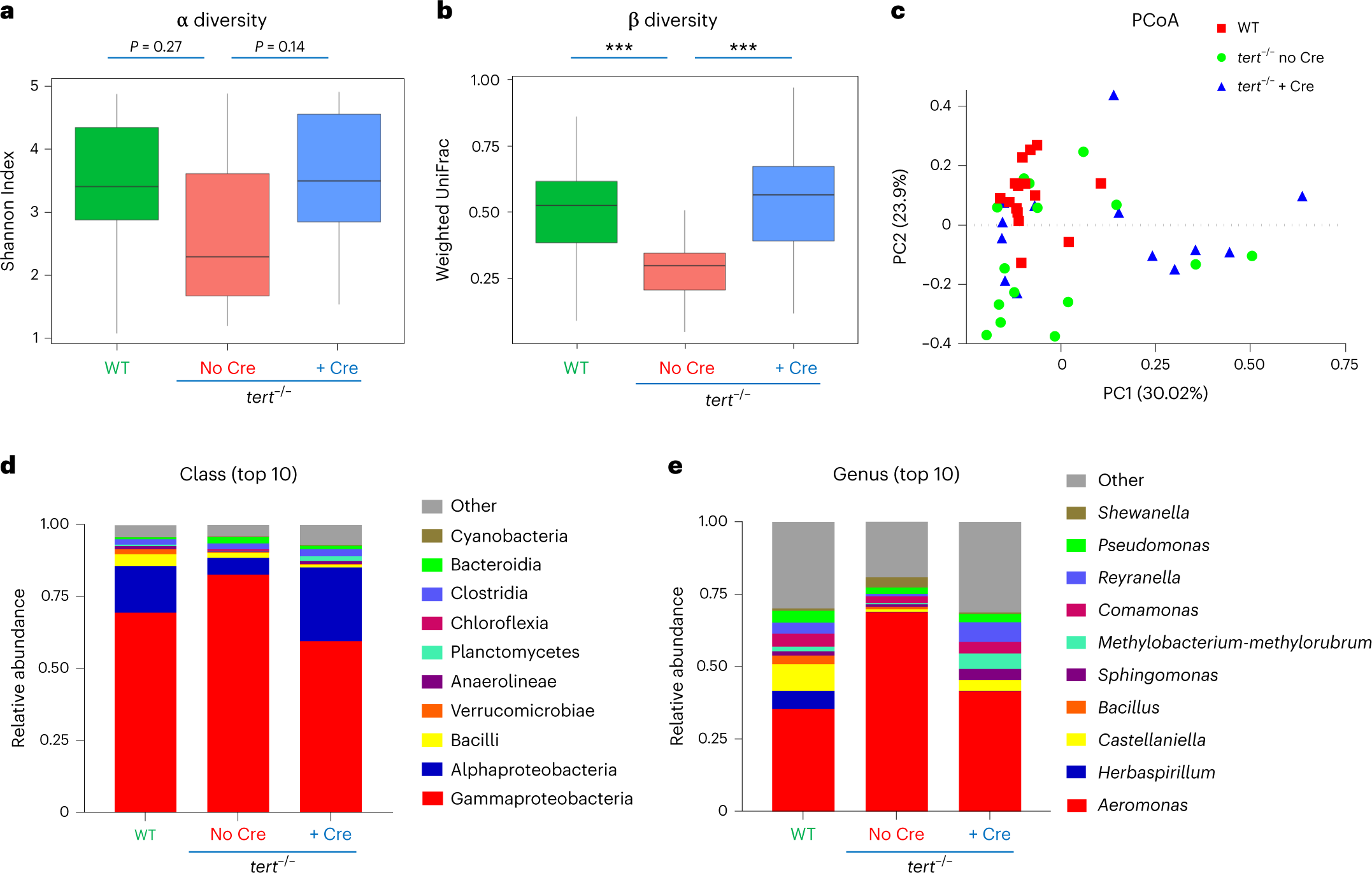 Fig. 3: Gut-specific tert expression rescues gut microbiota dysbiosis.
