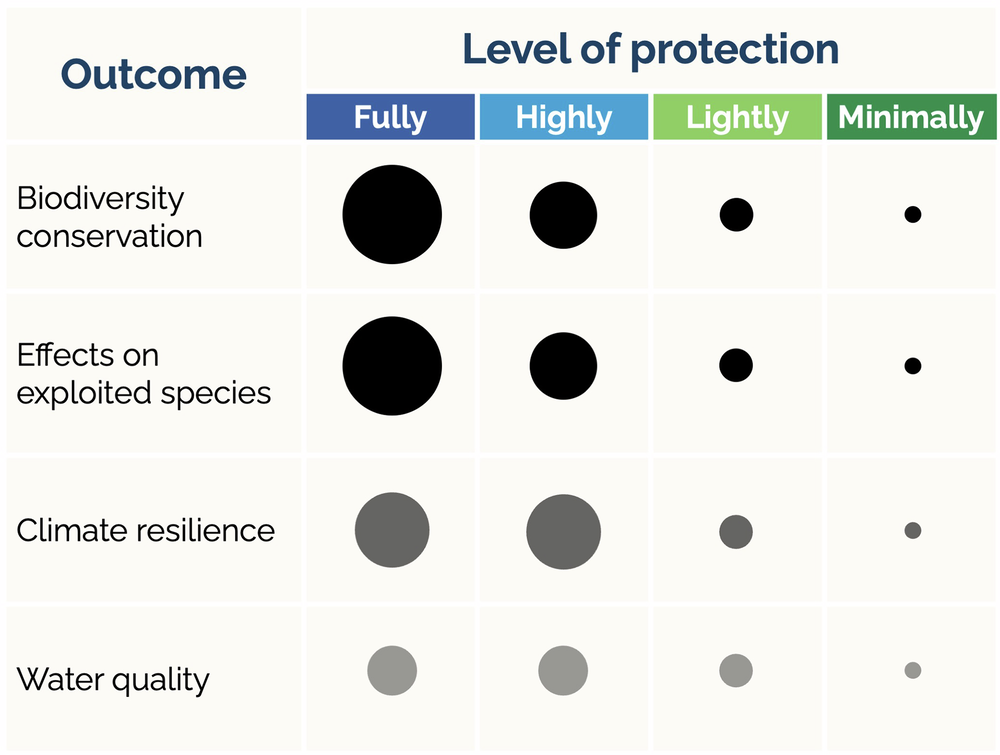 Fig. 1: Expected ecological outcomes of MPAs as a result of level of protection.