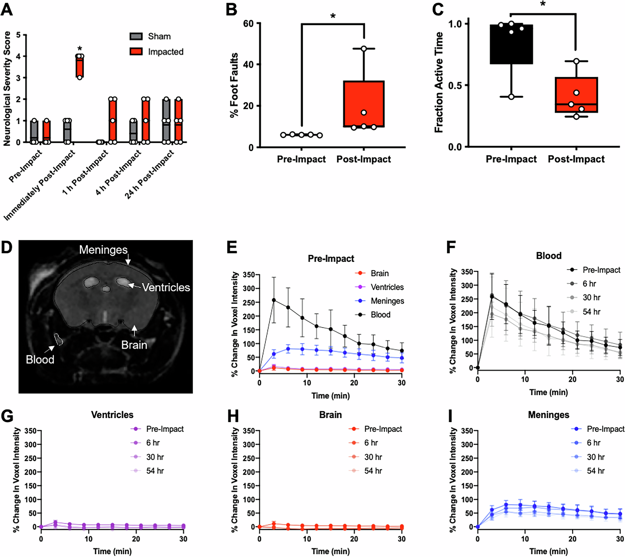 Fig. 2: Mice exhibit changes in behaviour but not blood-brain barrier permeability after mTBI.