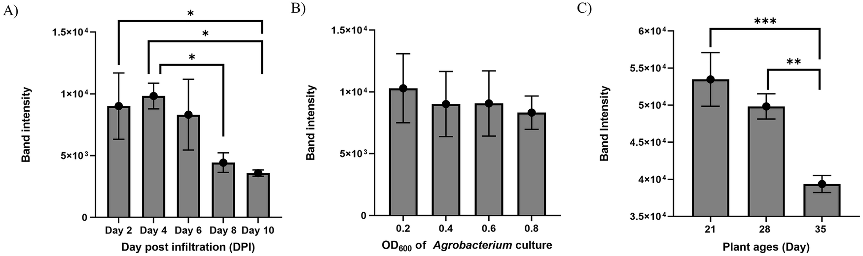 Fig. 1: Optimization of rHSA expression in N. benthamiana.
