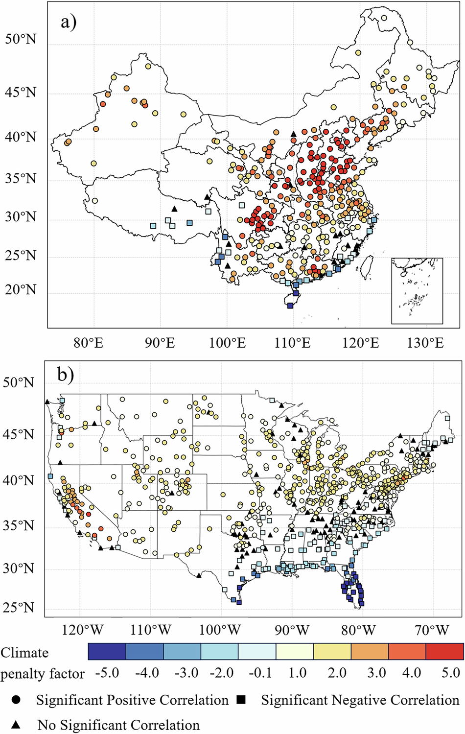 Fig. 3: Increase in O₃ with a 1 °C increase in temperature.