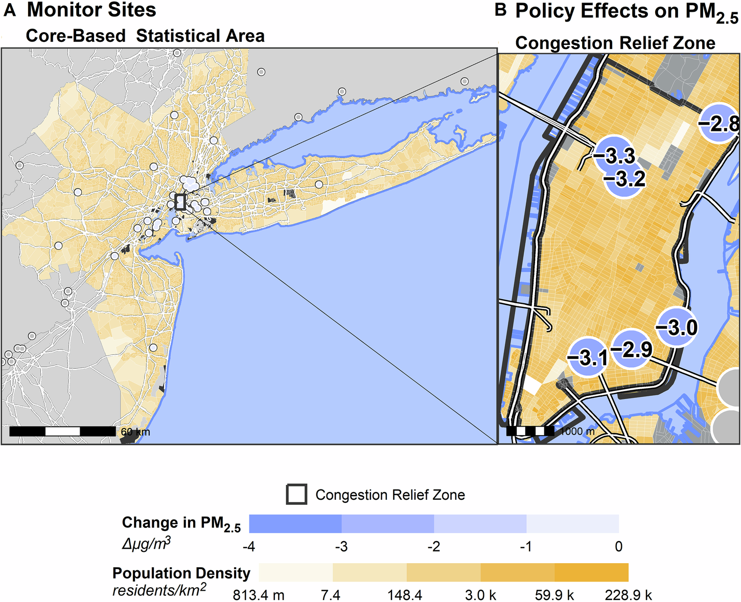 Fig. 2: Policy Effects on NYC PM2.5 by Monitor.