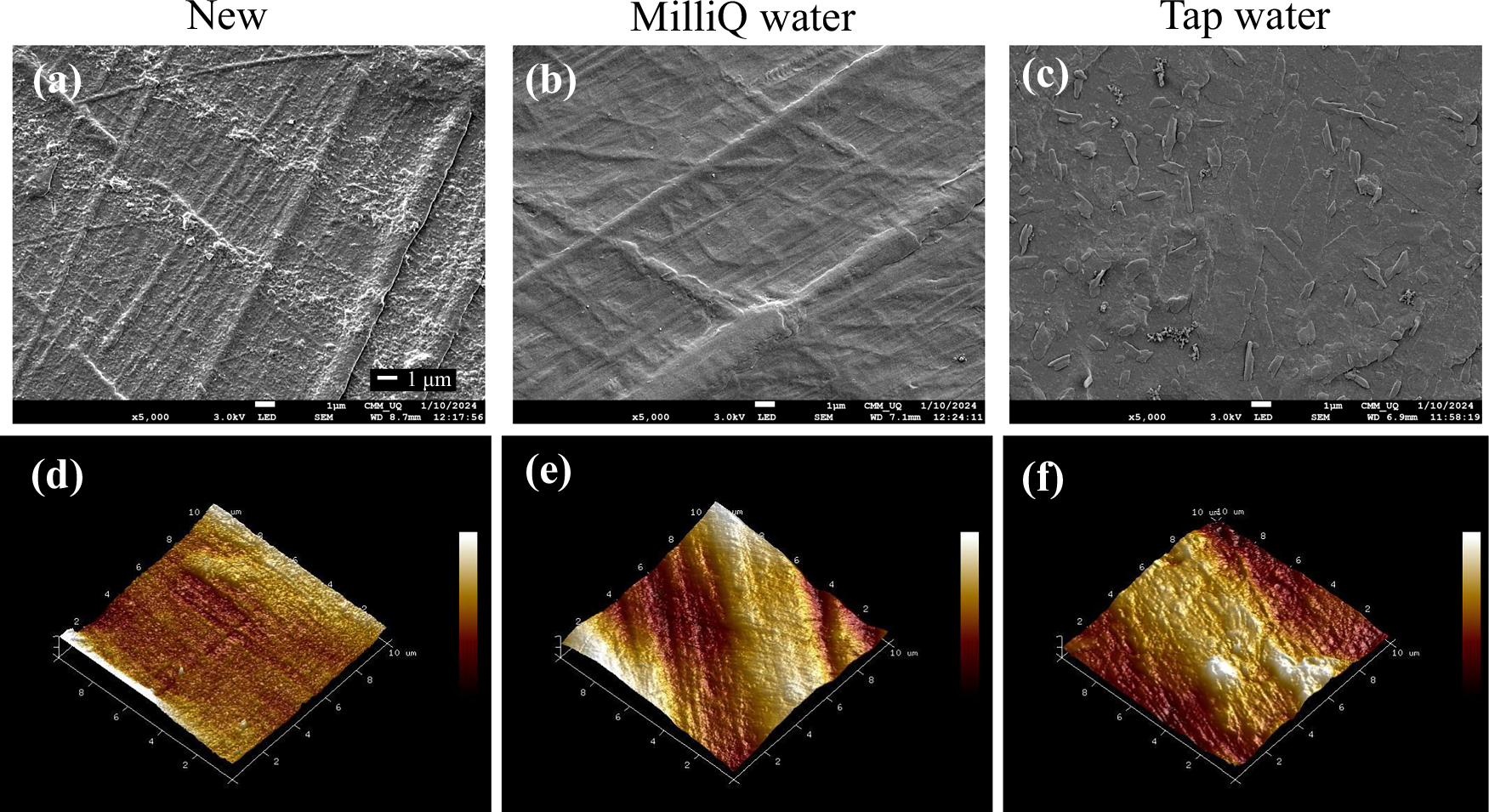 Fig. 6: The inner surface of the kettle after using MilliQ water following 150 boils and tap water for 100 boils.