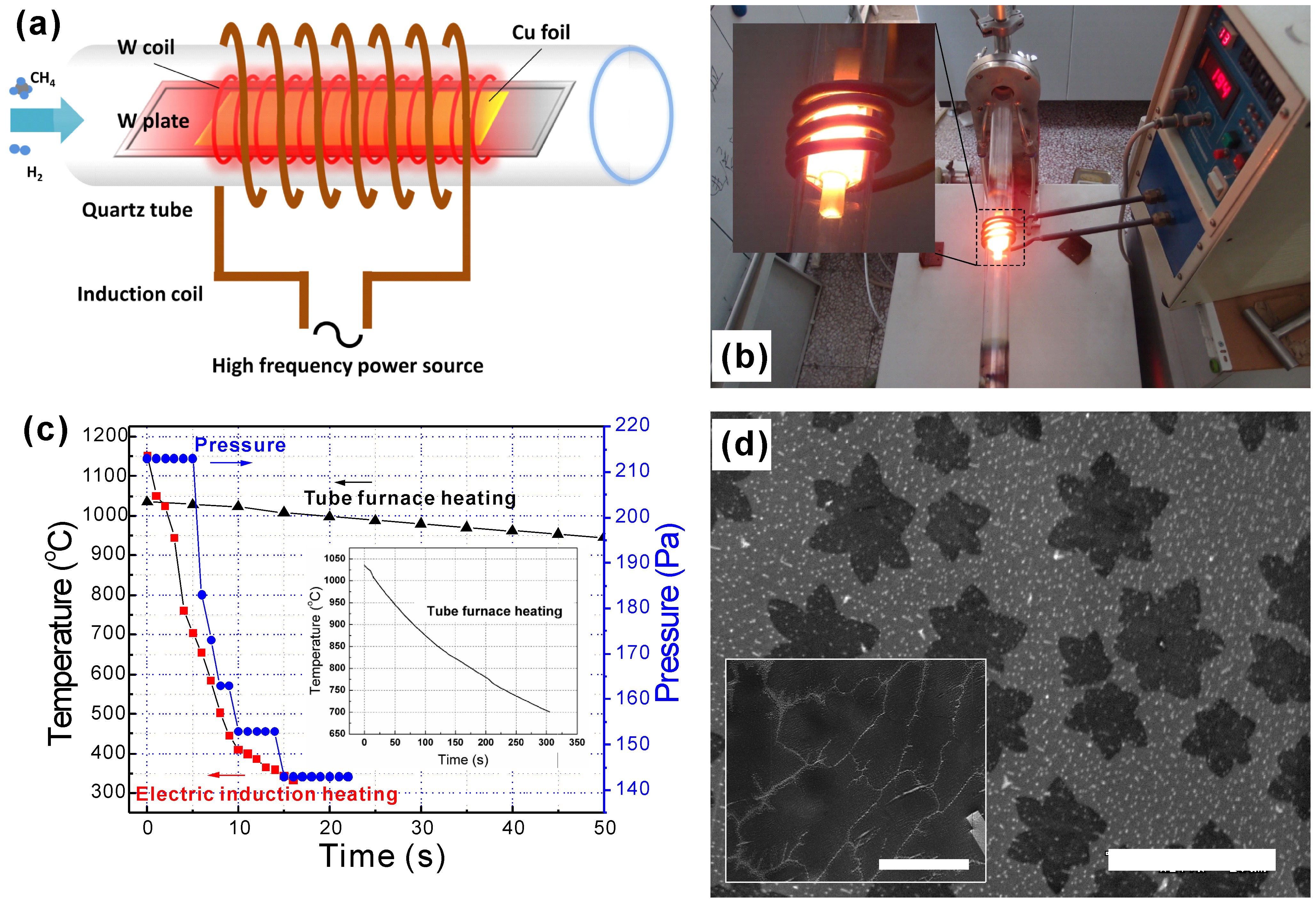 Electromagnetic induction heating for single crystal graphene growth:  morphology control by rapid heating and quenching | Scientific Reports